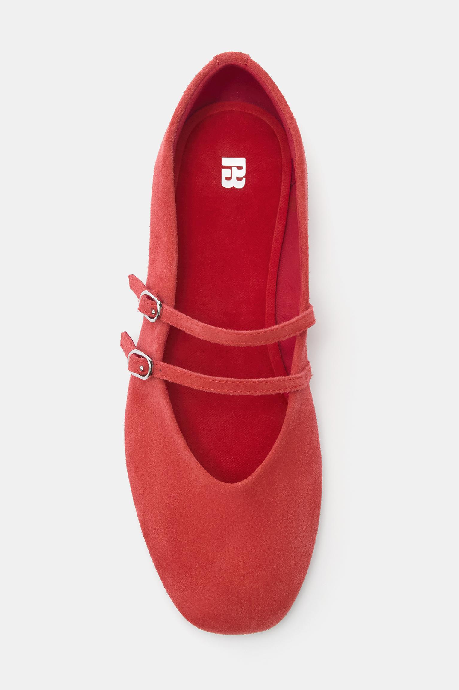 Leather strap ballerinas — Red
