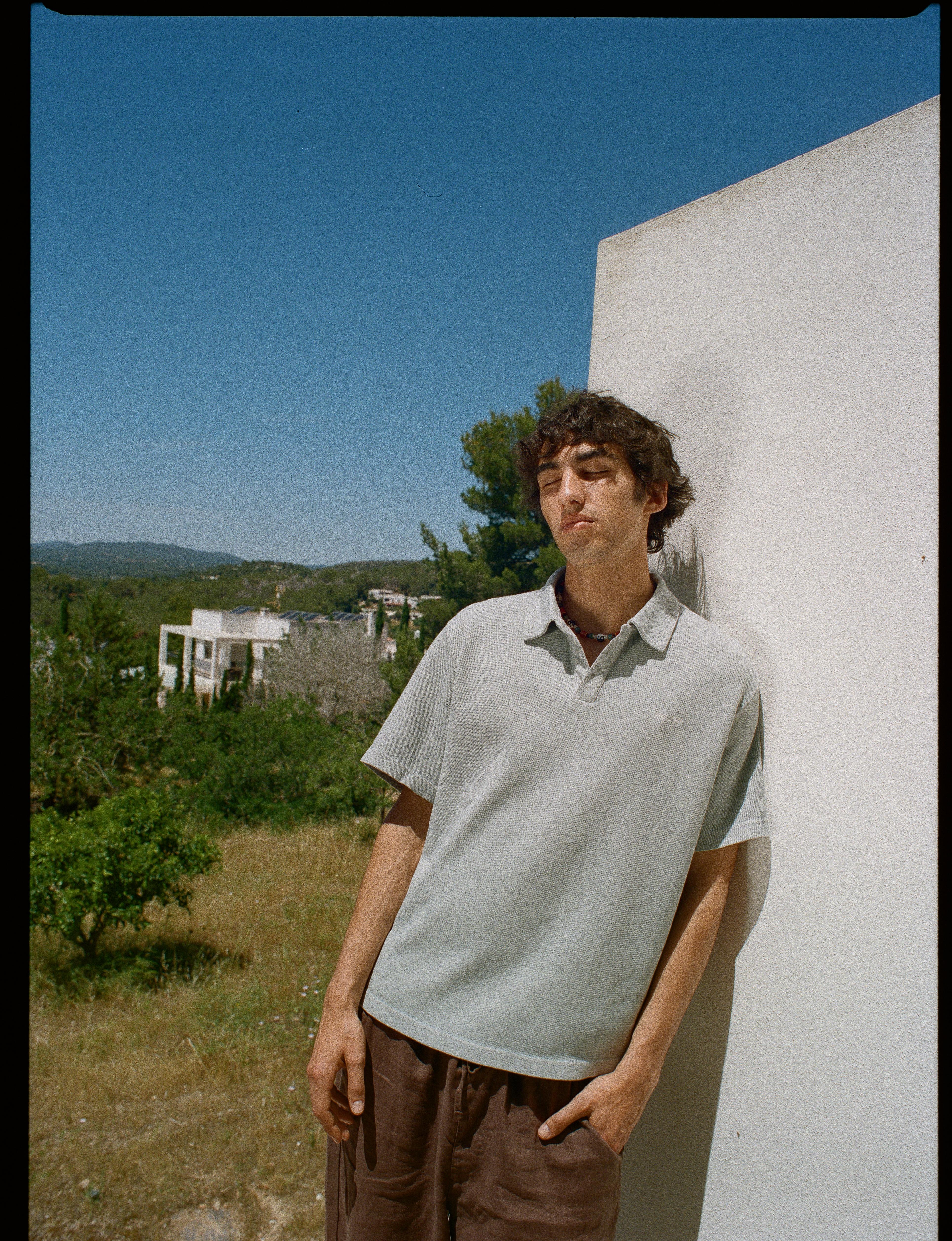 Short sleeve piqué polo shirt — Bluish grey