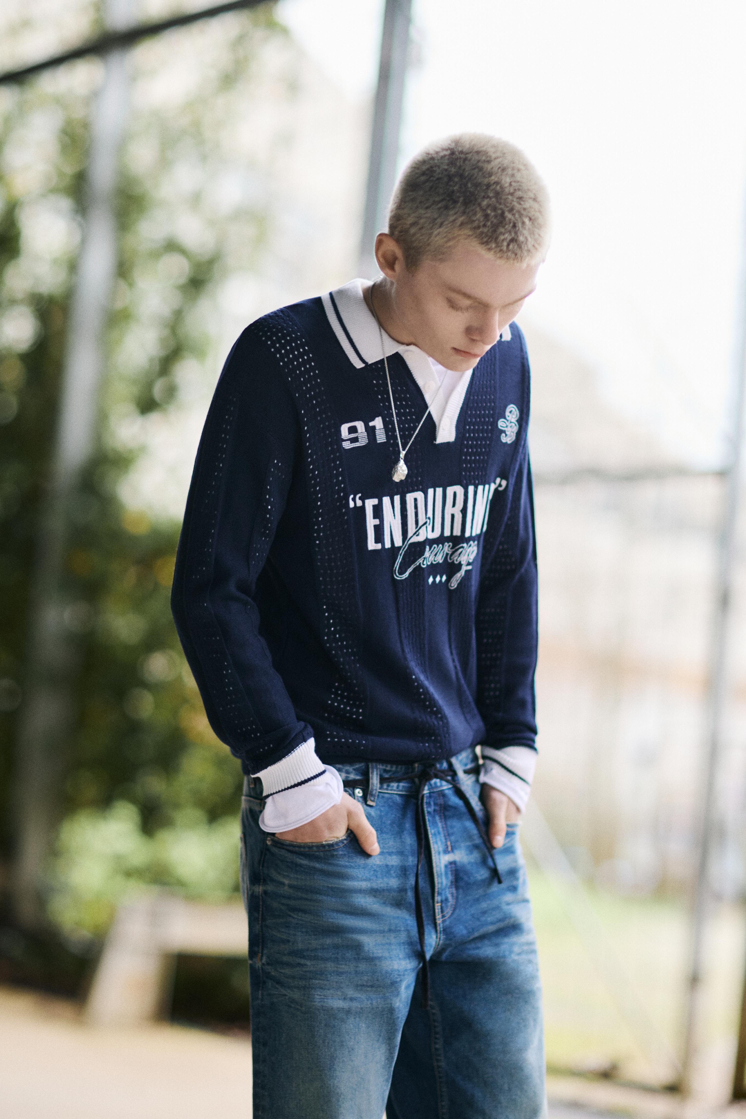 Grafik detaylı örme futbol polo - Görsel 16