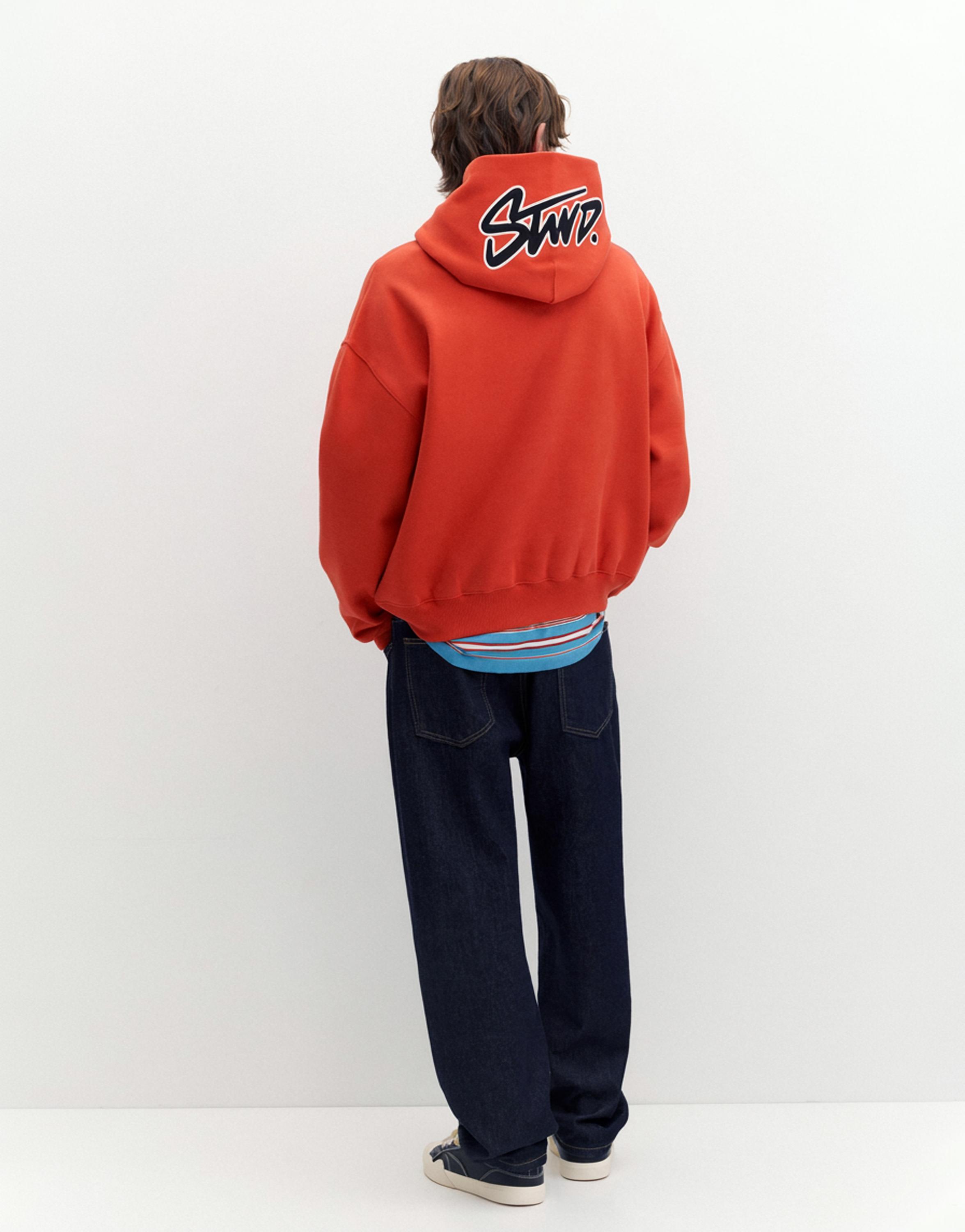 STWD boxy-fit logo hoodie — Red