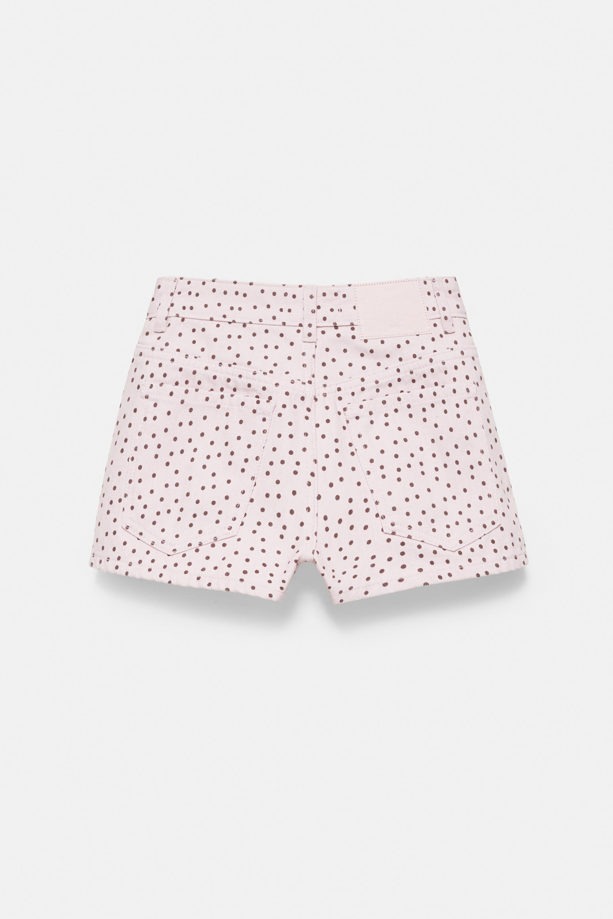 Mini polka dot shorts — Pale pink