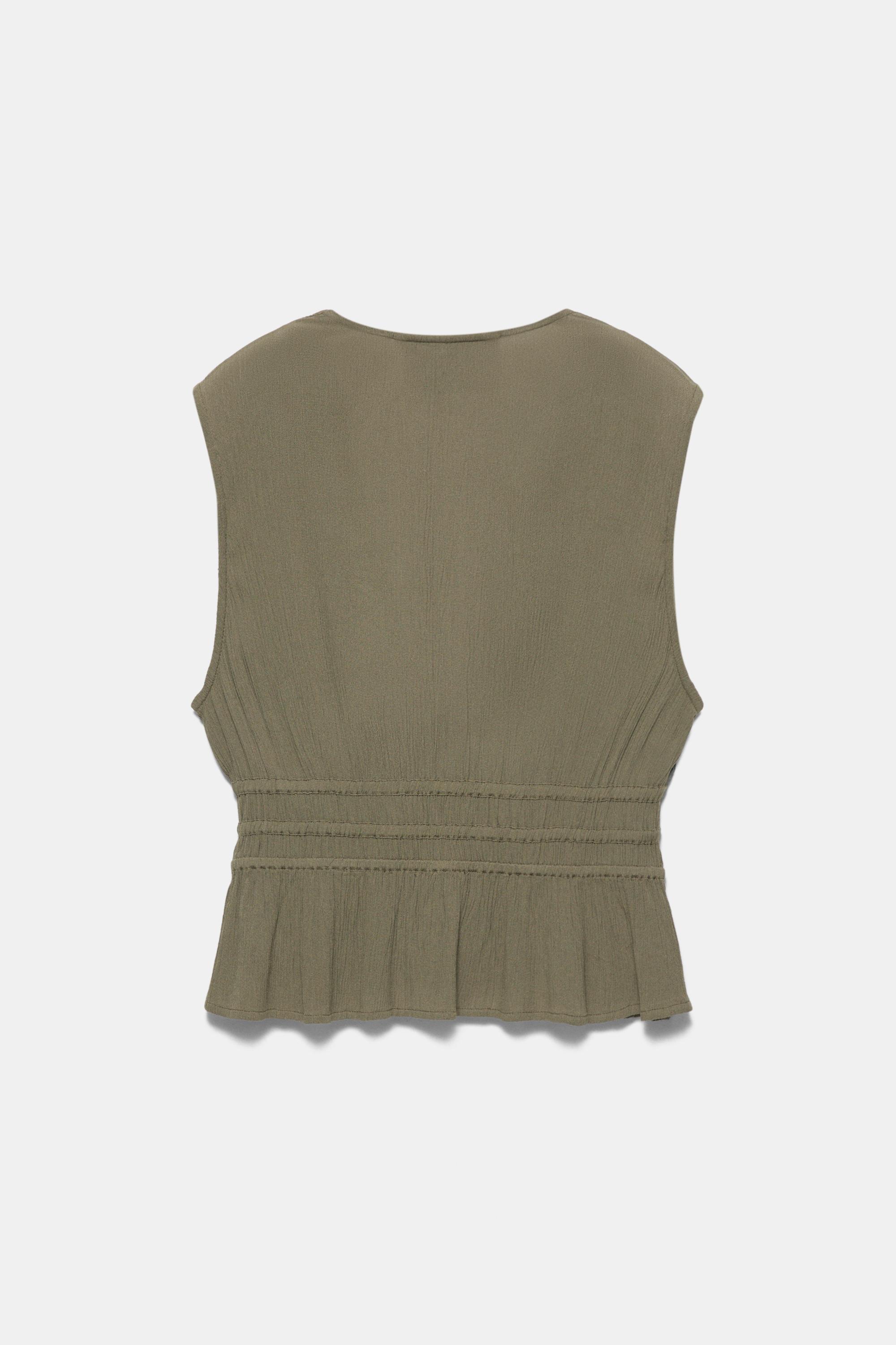 Crepe top with ties — Green