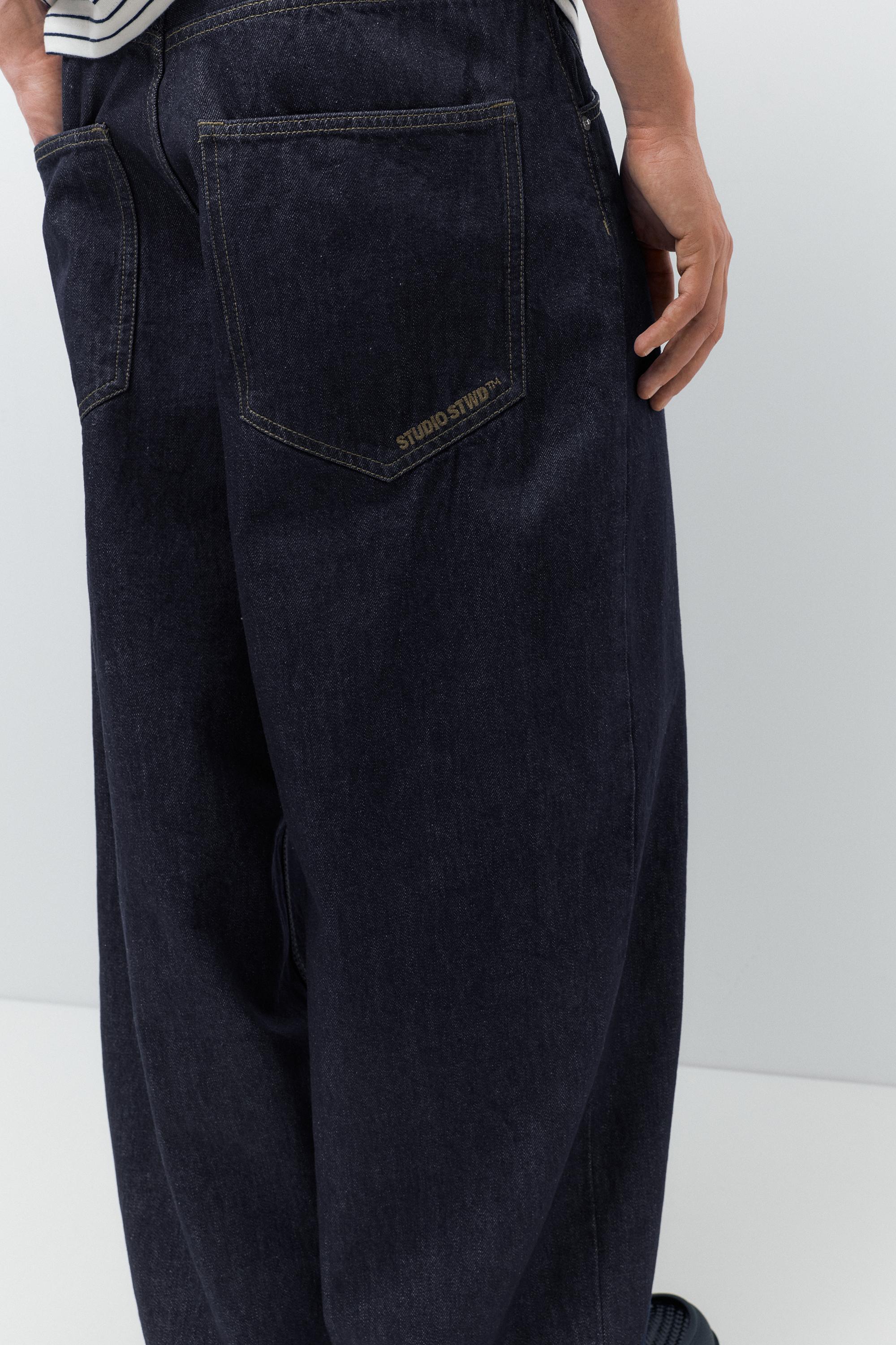 Embroidered super baggy jeans — Navy