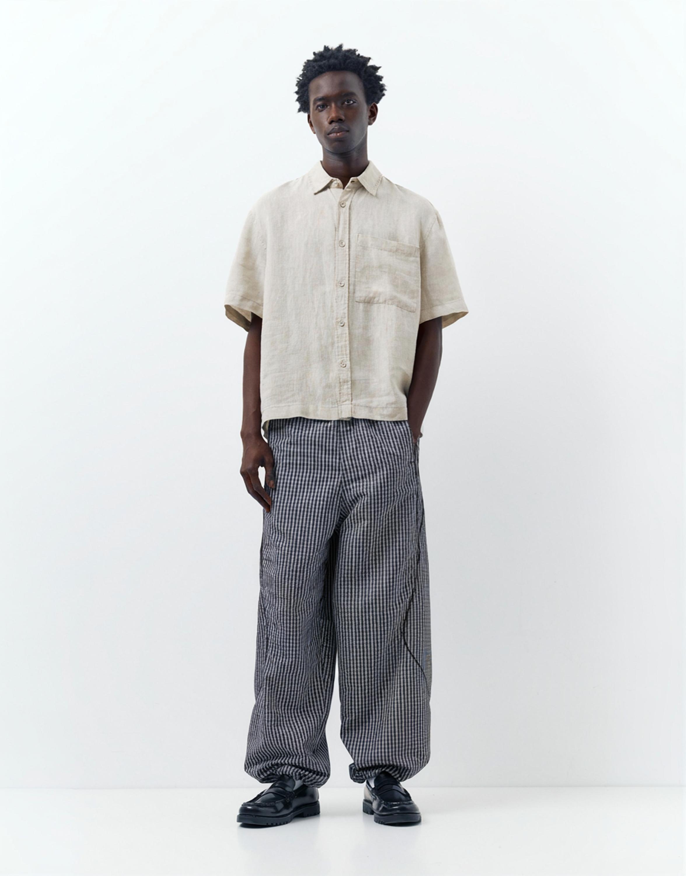 100% linen short sleeve shirt — Beige