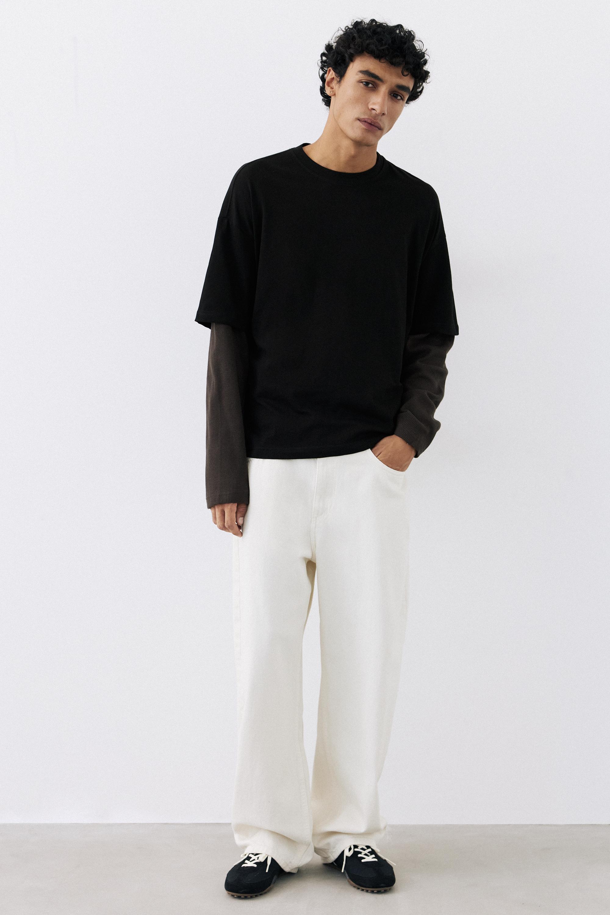 Double-layer long sleeve T-shirt — Black