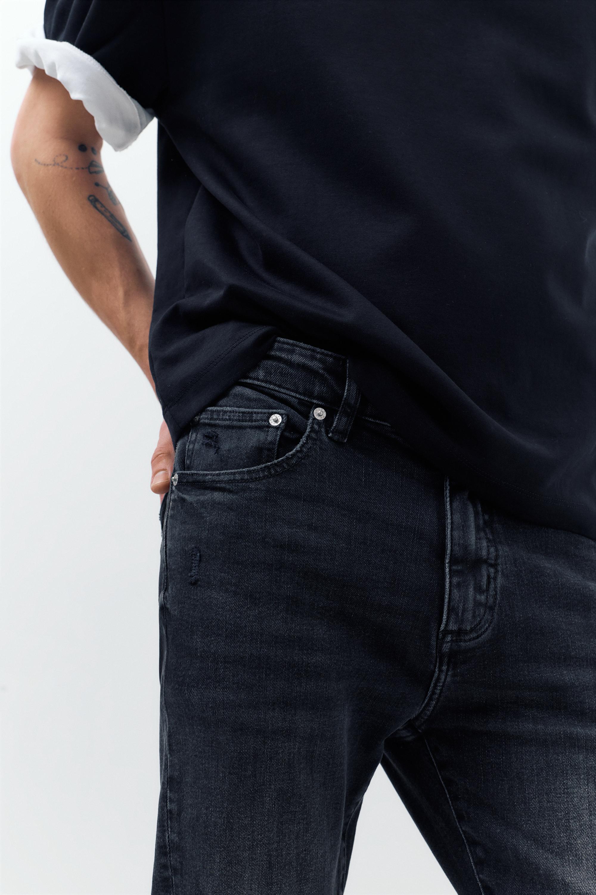 Ripped skinny jeans — Faded black