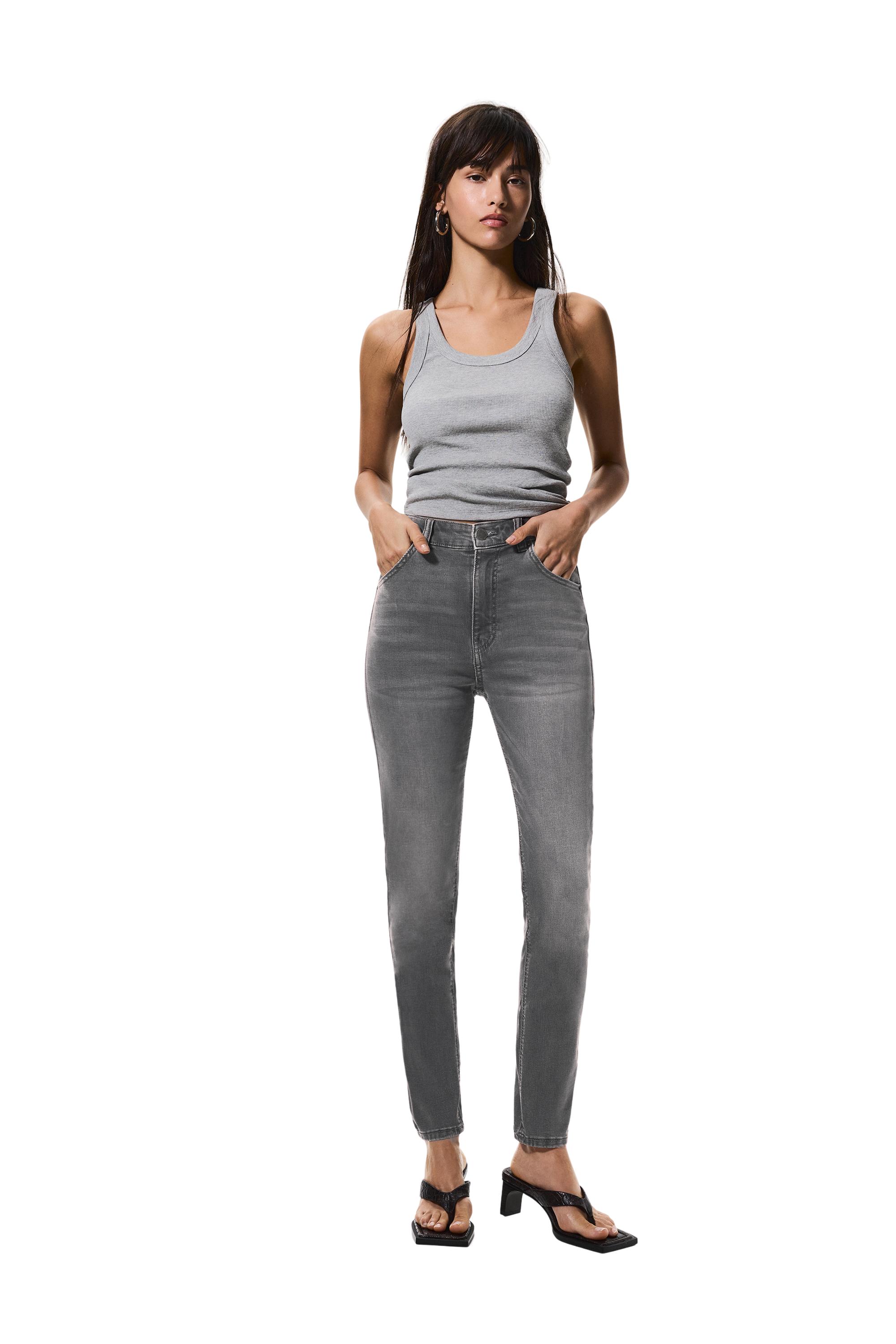 High-waist skinny jeans — Grey