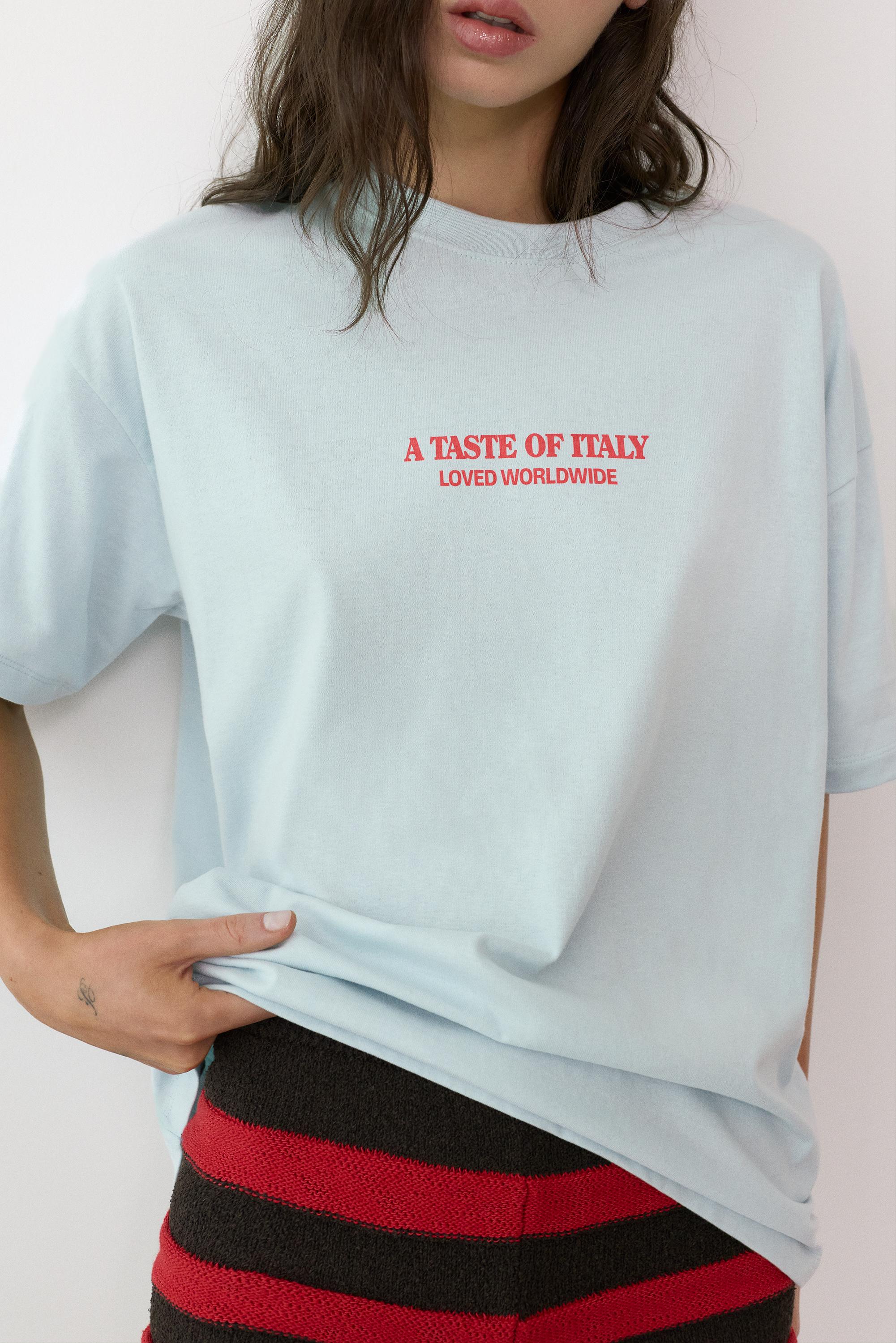Oversize tomato graphic T-shirt — Pale turquoise