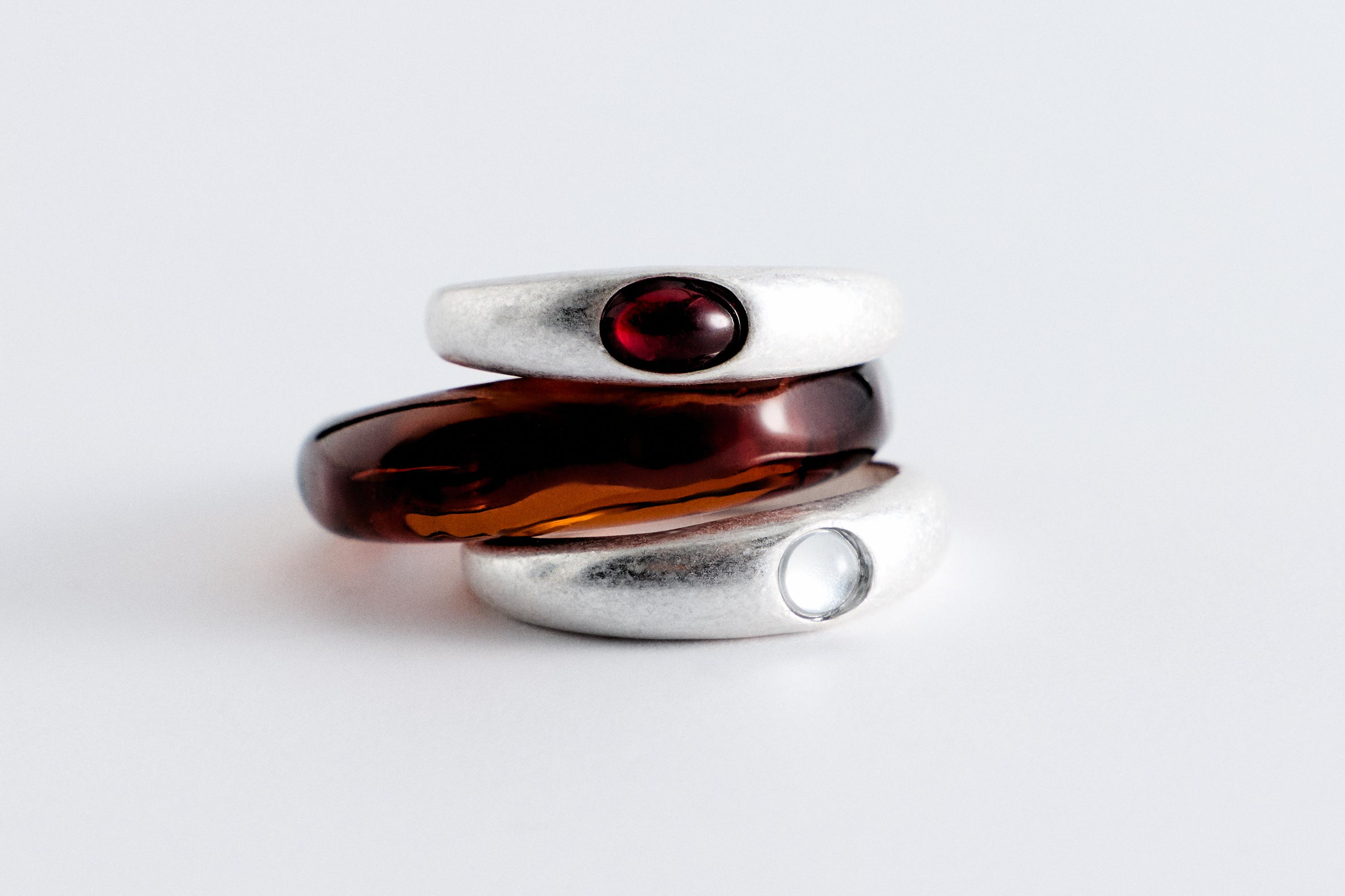 Pack of 6 mixed rings — Silver