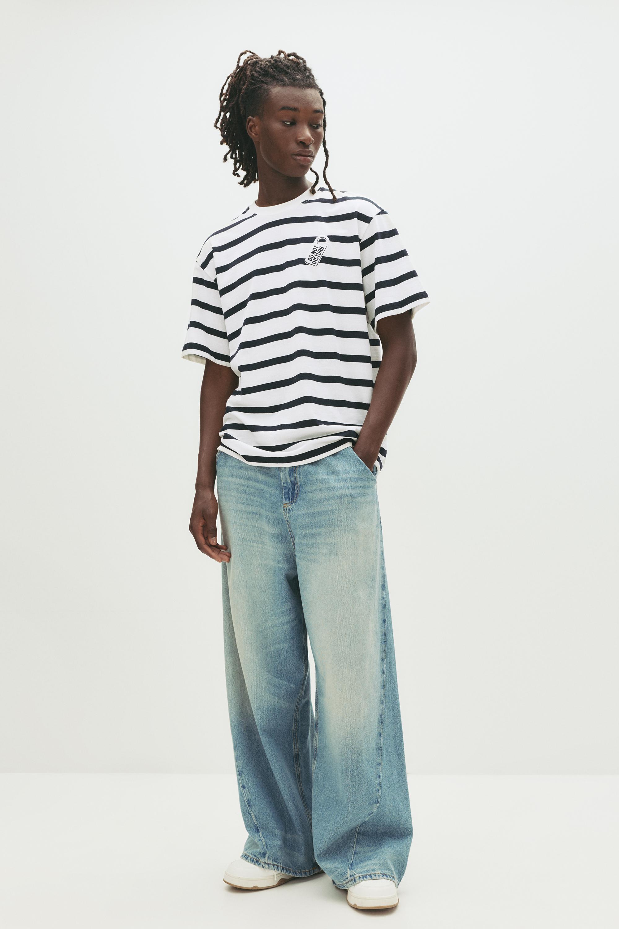 Streifen-T-Shirt „Do Not Disturb“