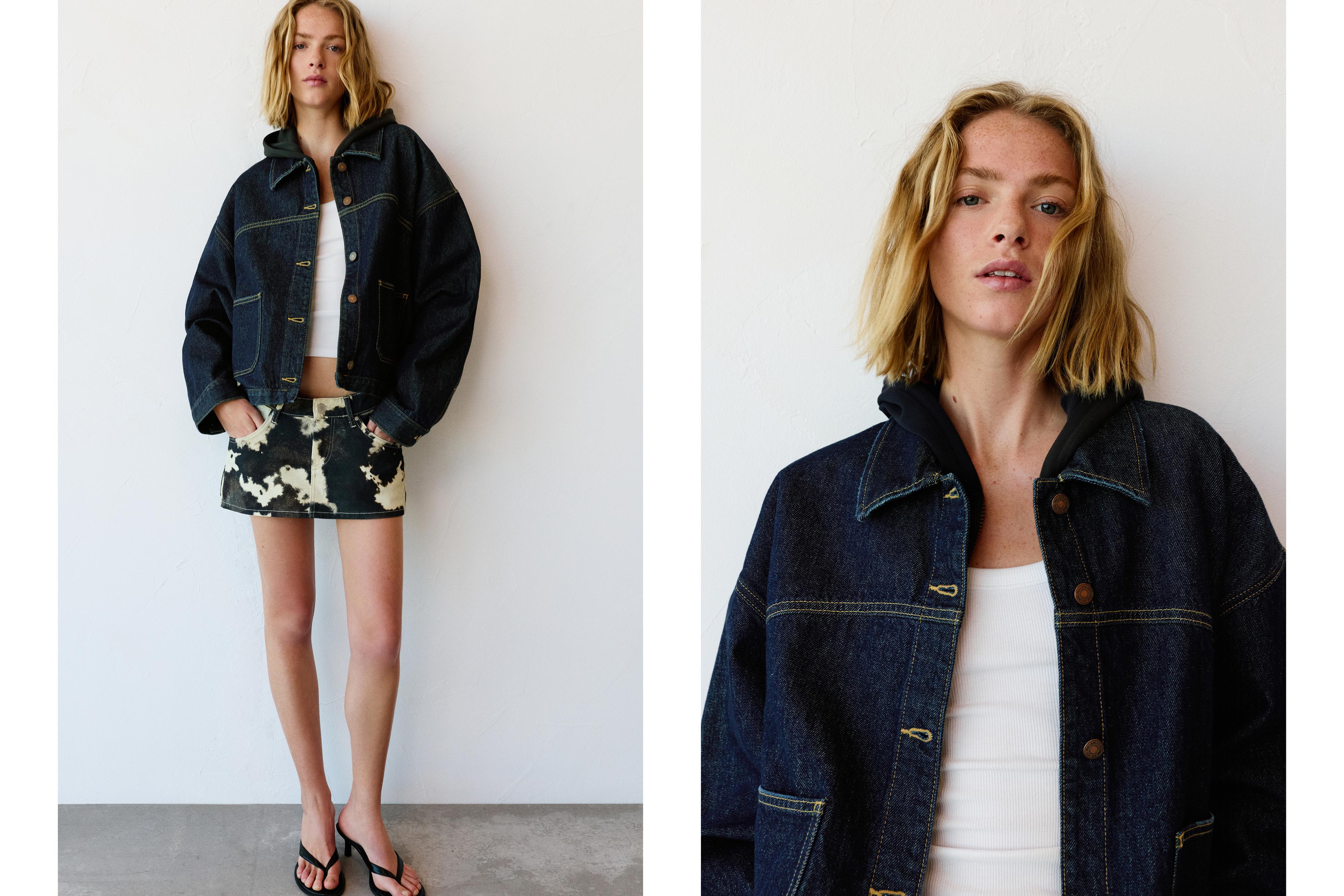 Boxy kesim denim ince ceket - Görsel 54