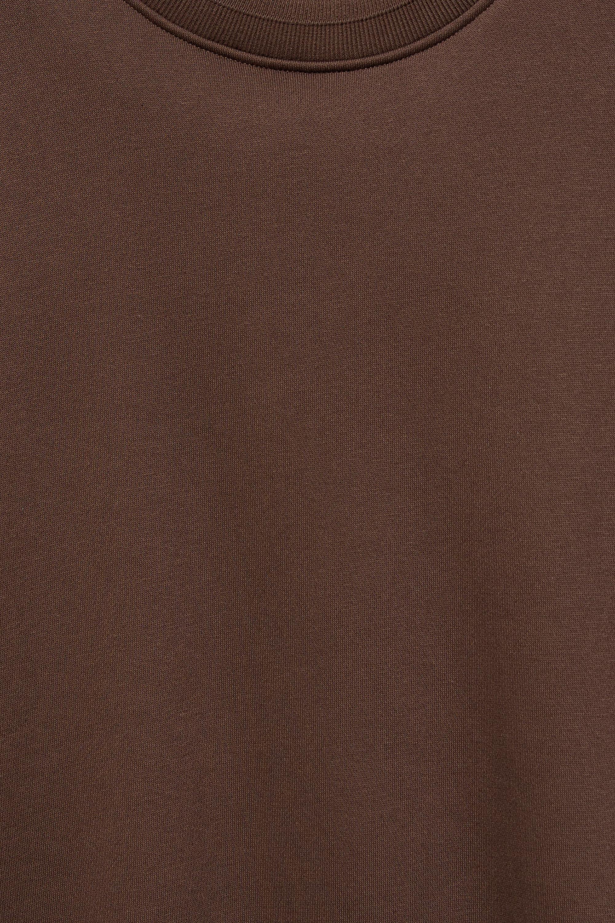 Relaxed fit round neck sweatshirt — Chocolate