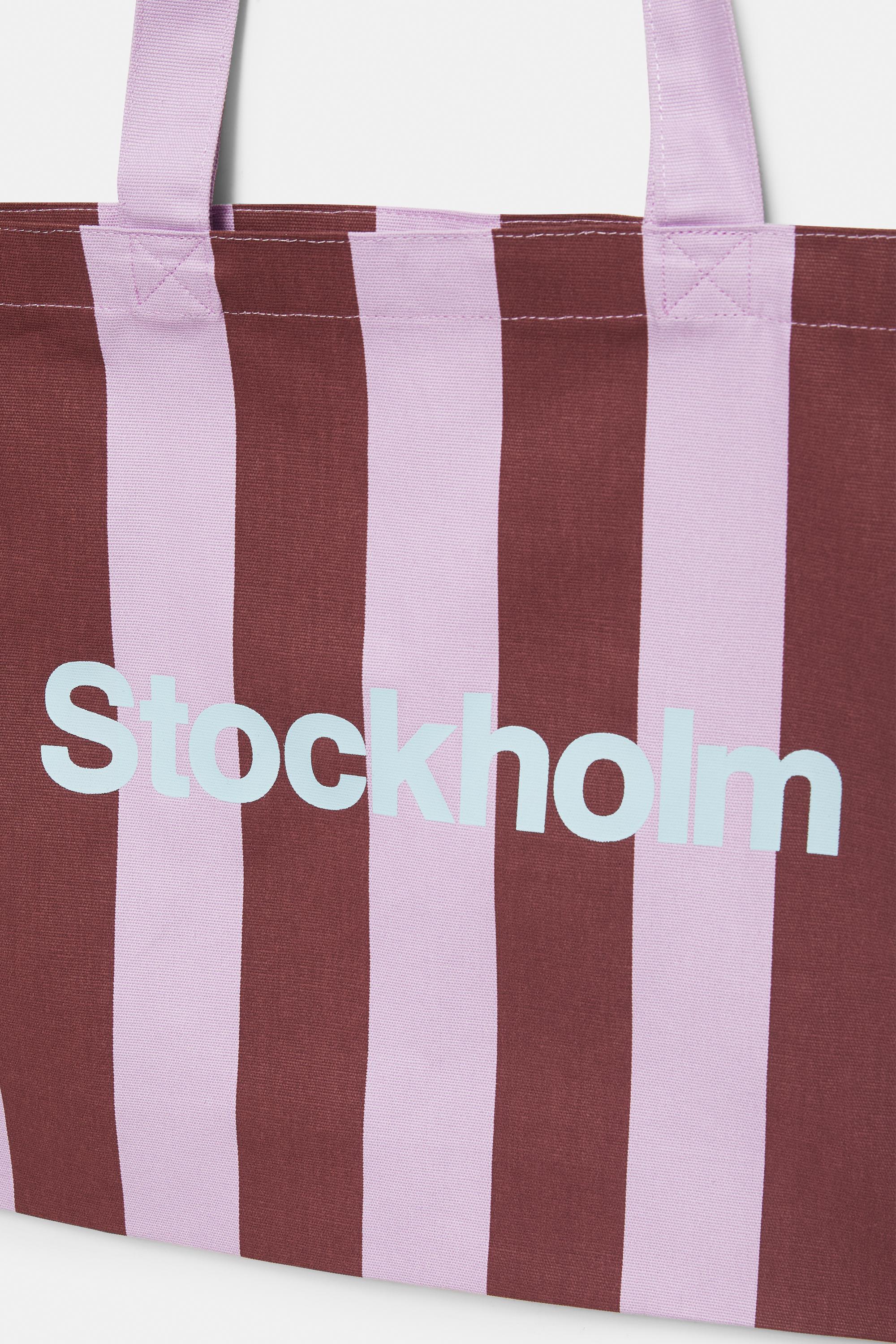 Striped city tote bag — Pink
