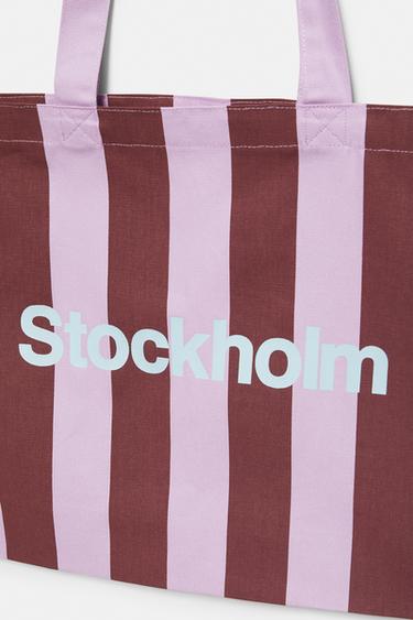 Striped city tote bag — Pink 2