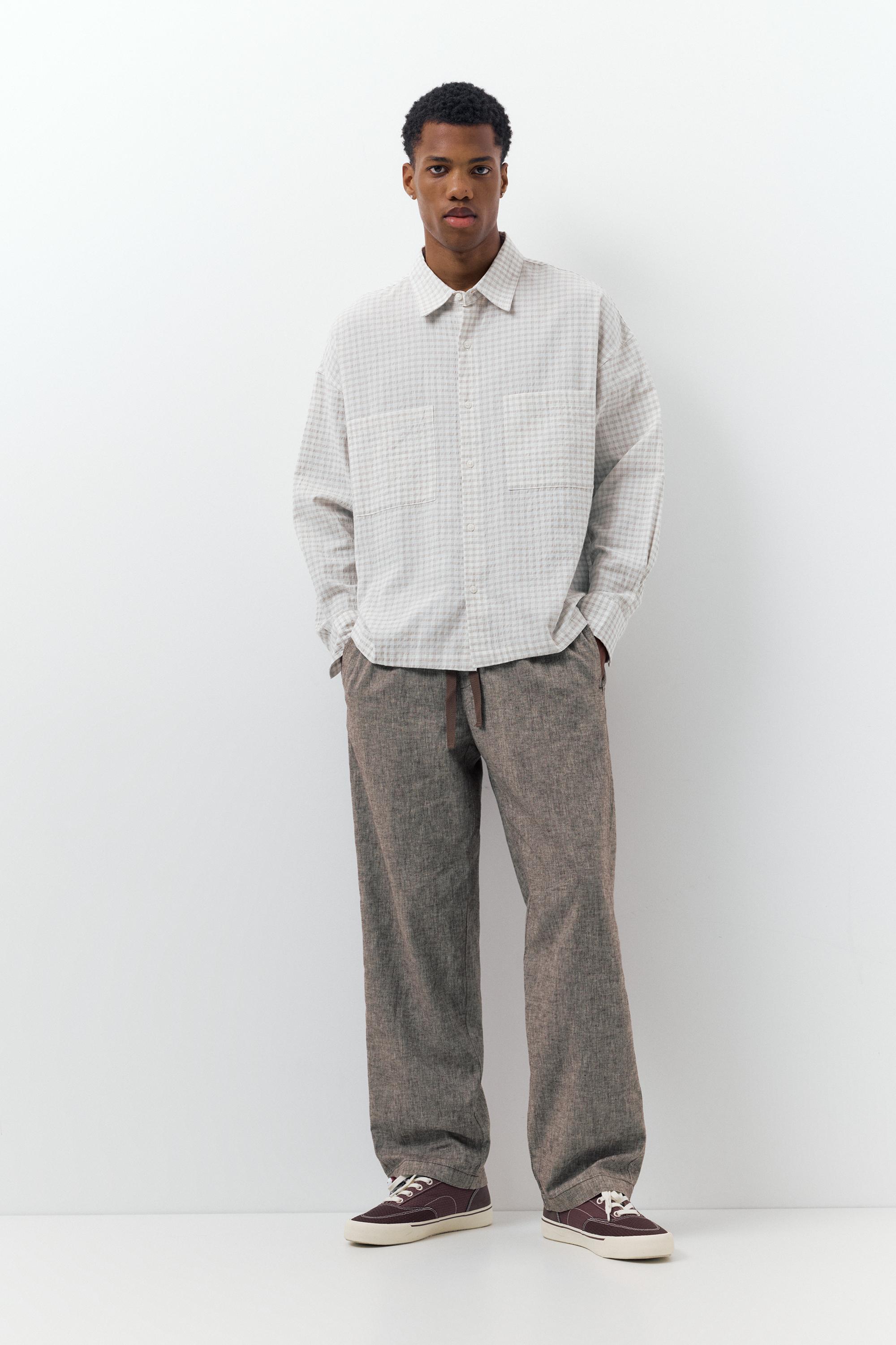 Linen blend jogger trousers — Chocolate