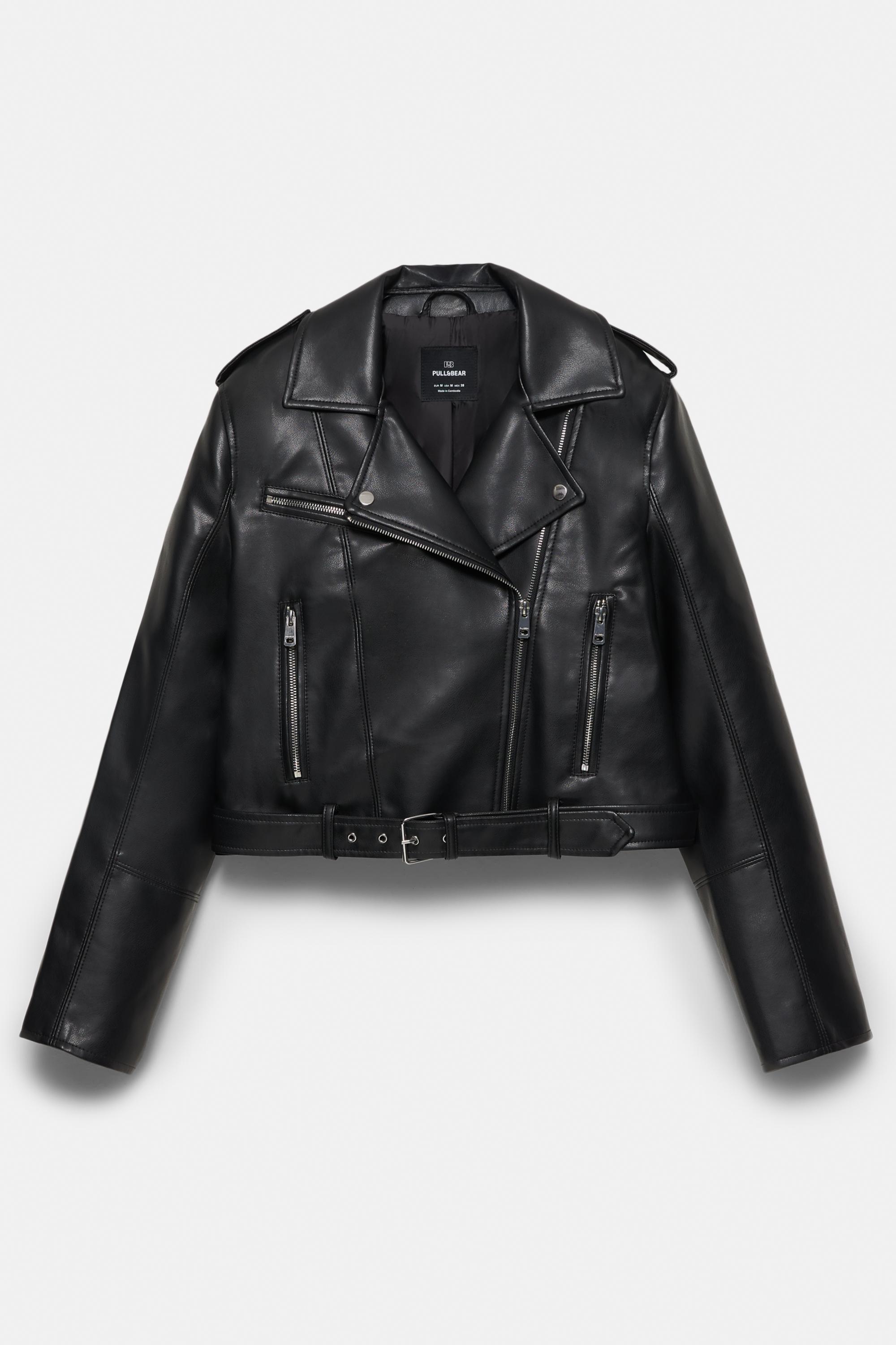 Suni deri biker ceket - Görsel 12