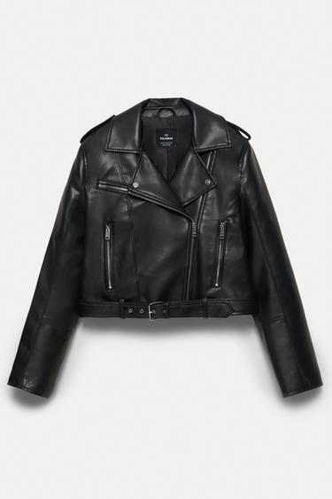 Leather effect biker jacket — Black 4