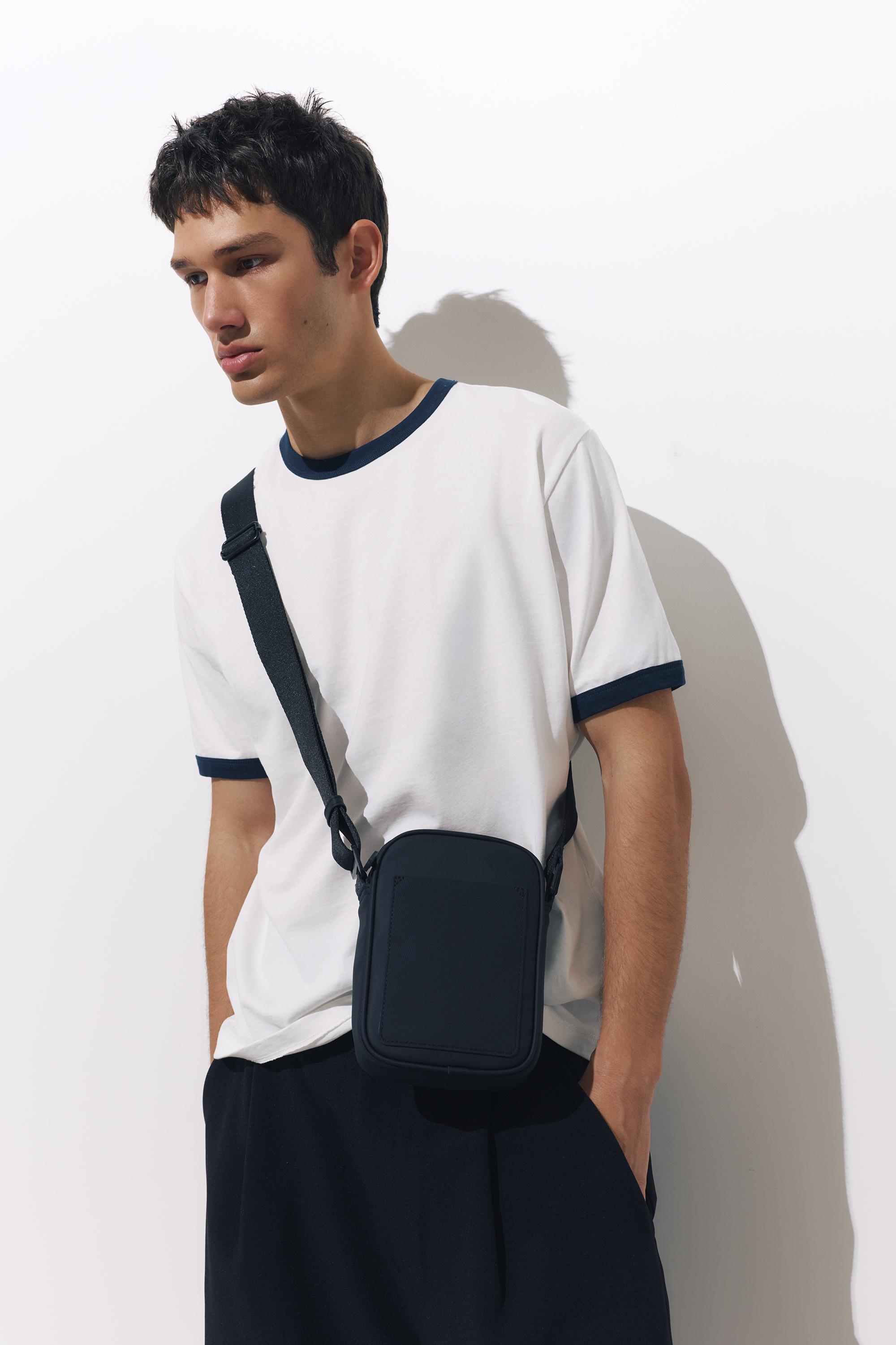 Rubberised crossbody bag — Black
