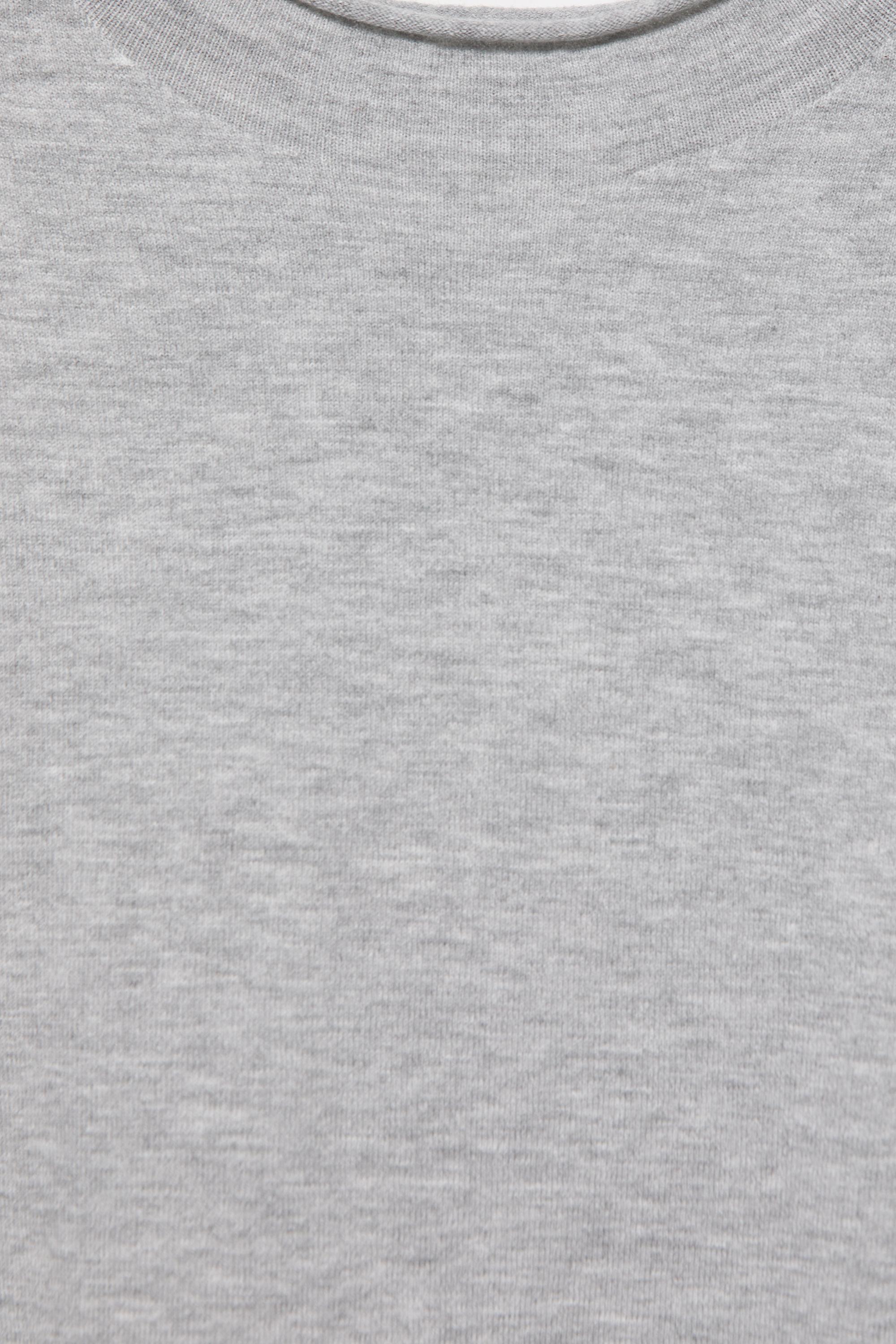 Fine knit short sleeve T-shirt — Grey (alternate view)