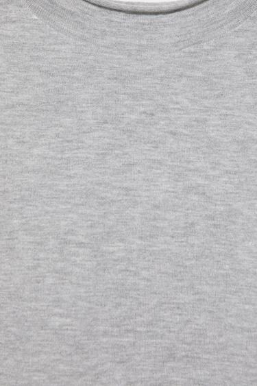 Fine knit short sleeve T-shirt — Grey 7