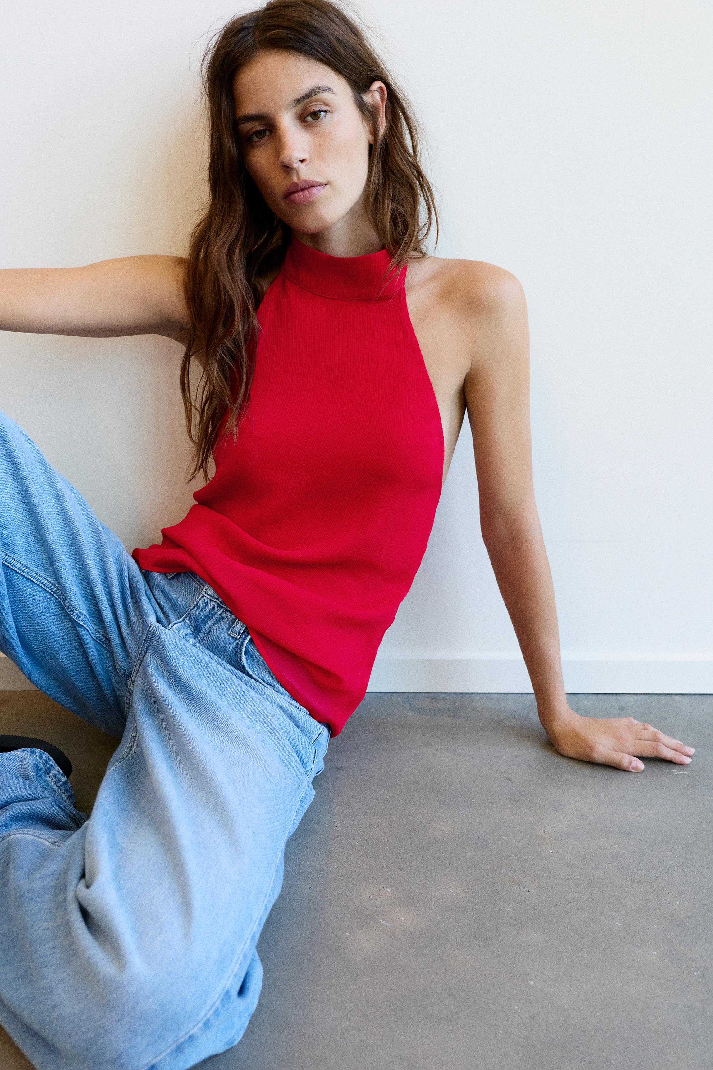 Flowing halter top — Red