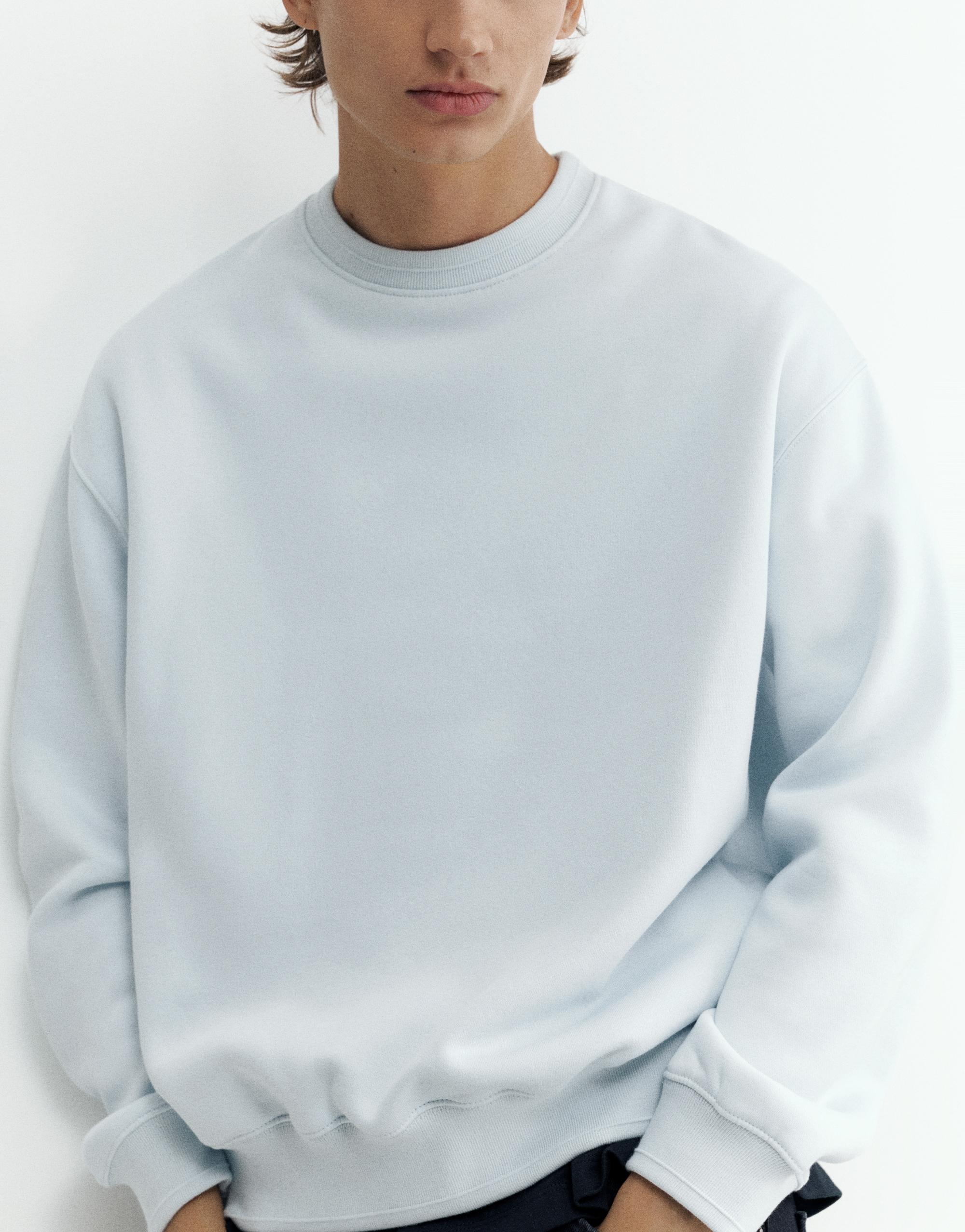 Relaxed fit round neck sweatshirt — Sky blue