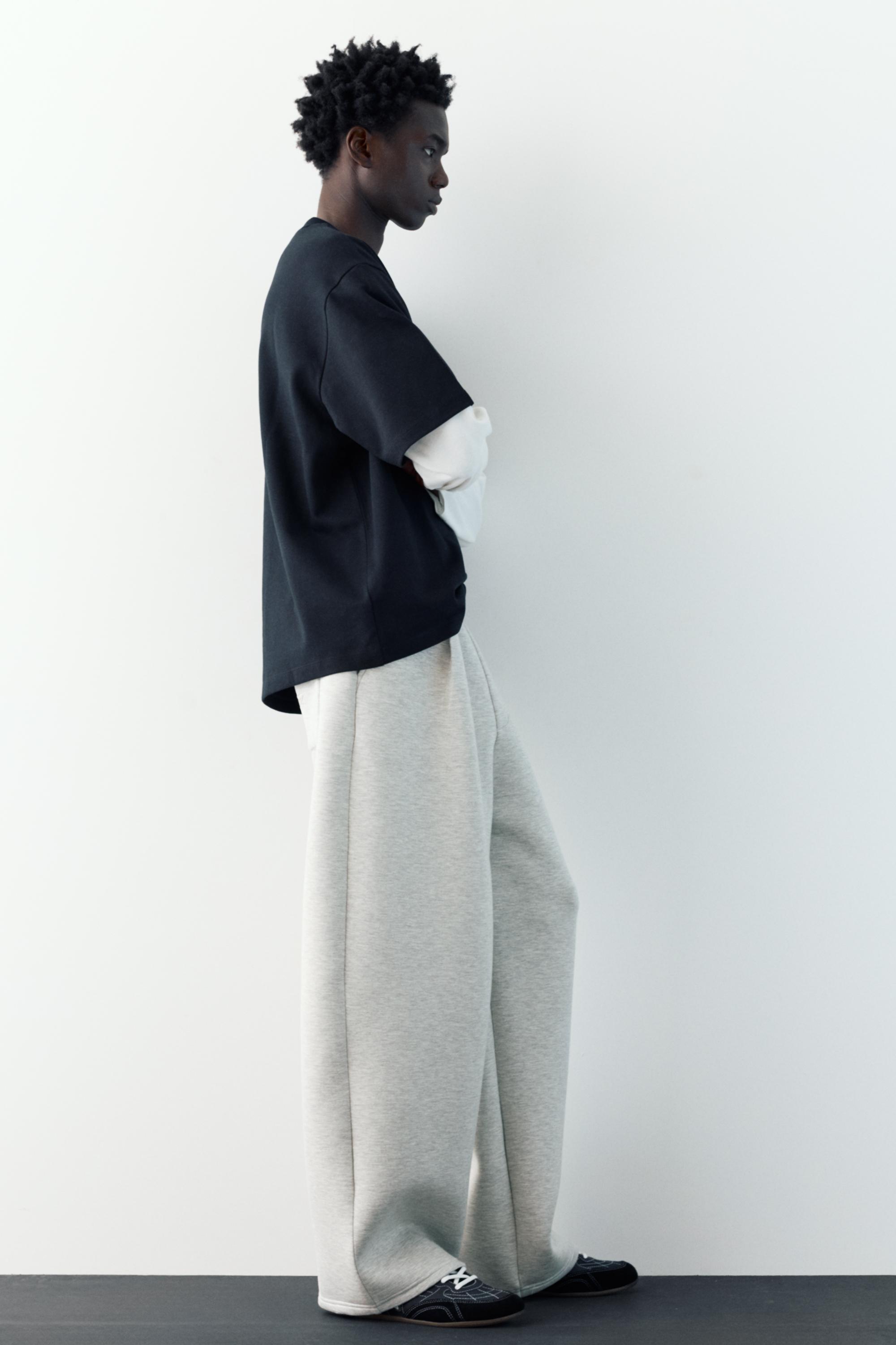 Balloon fit tracksuit bottoms — Grey marl