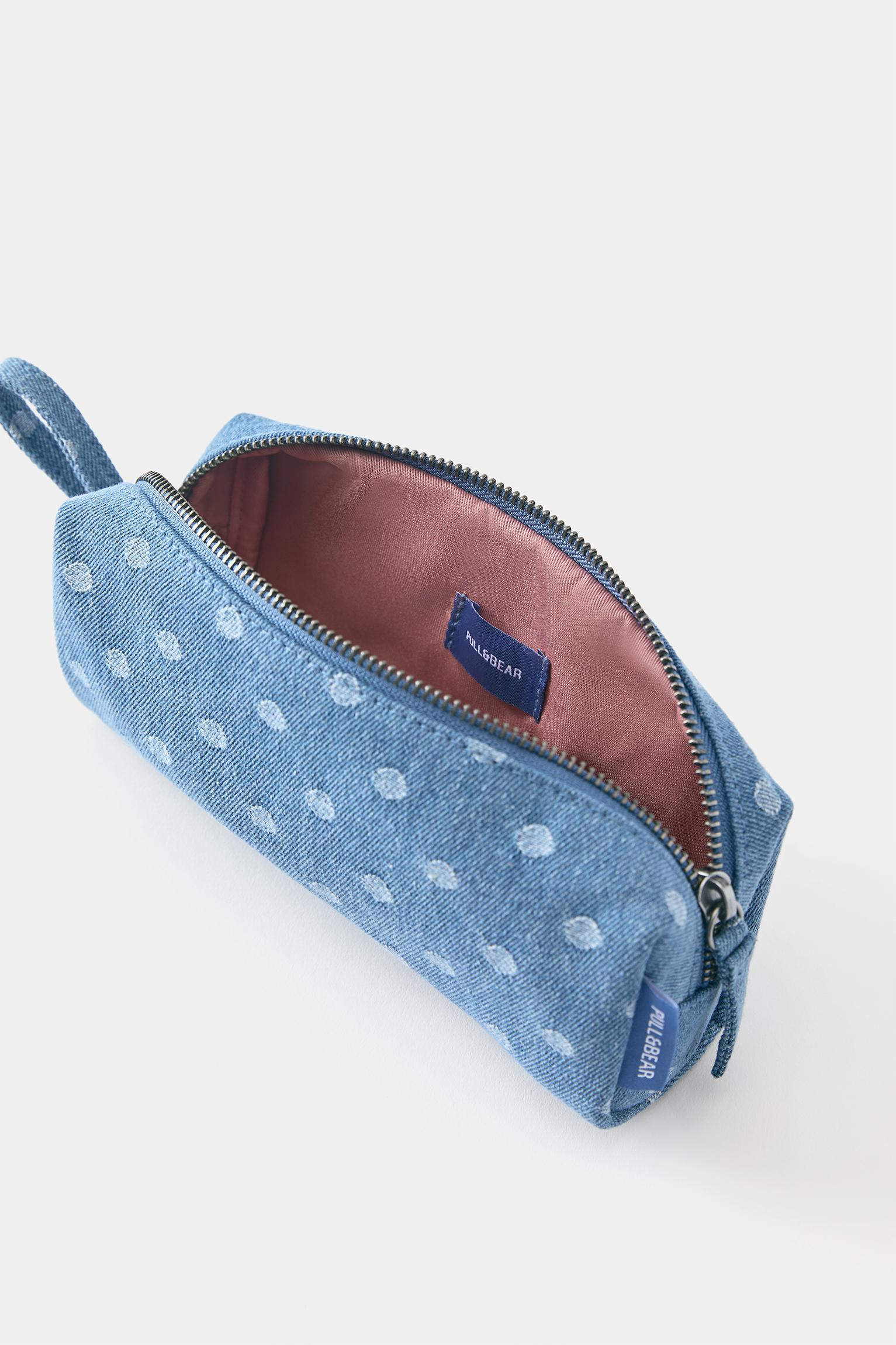 Denim polka dot pencil case — Jeans