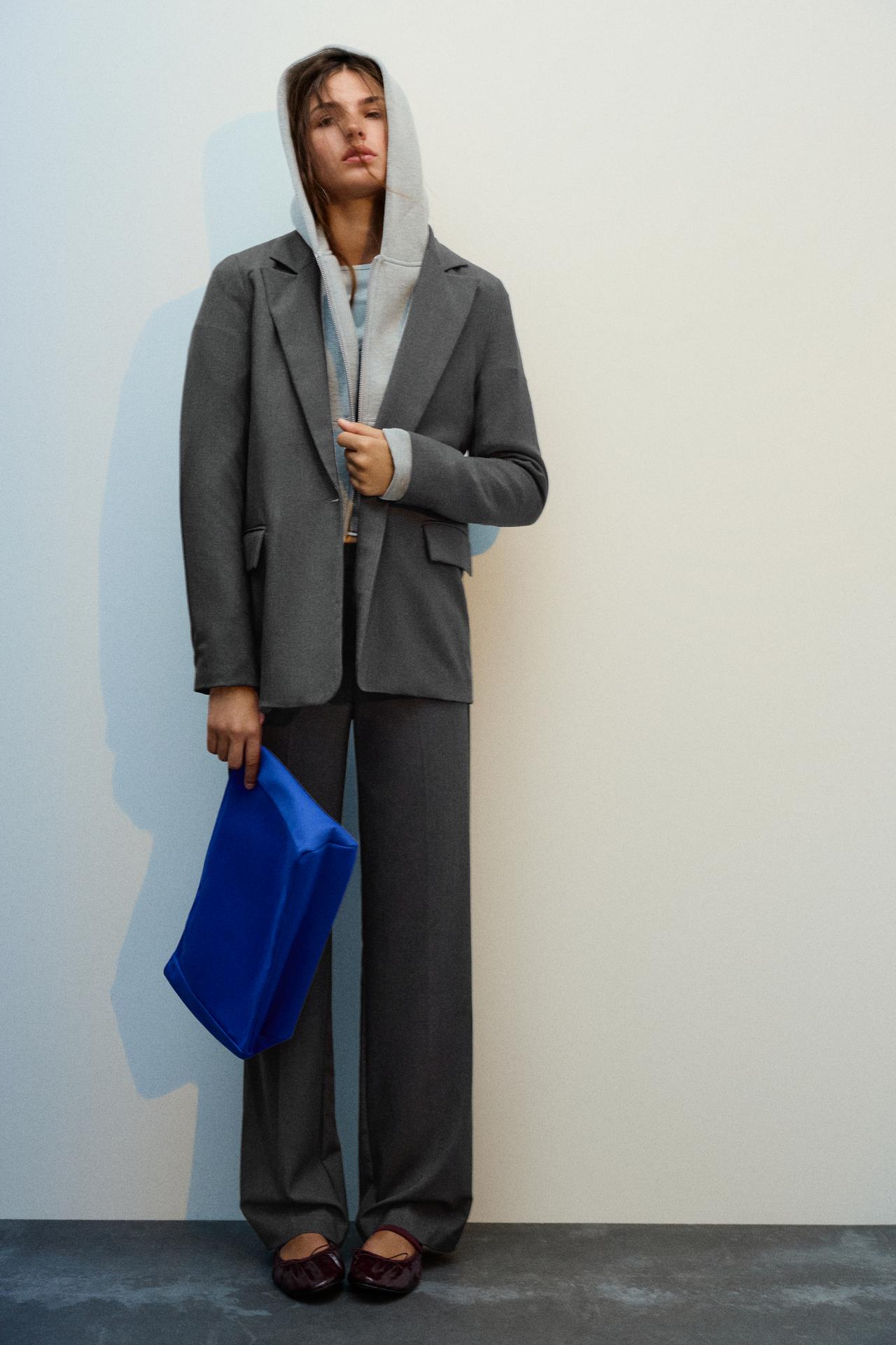 Slim fit straight smart trousers — Grey marl