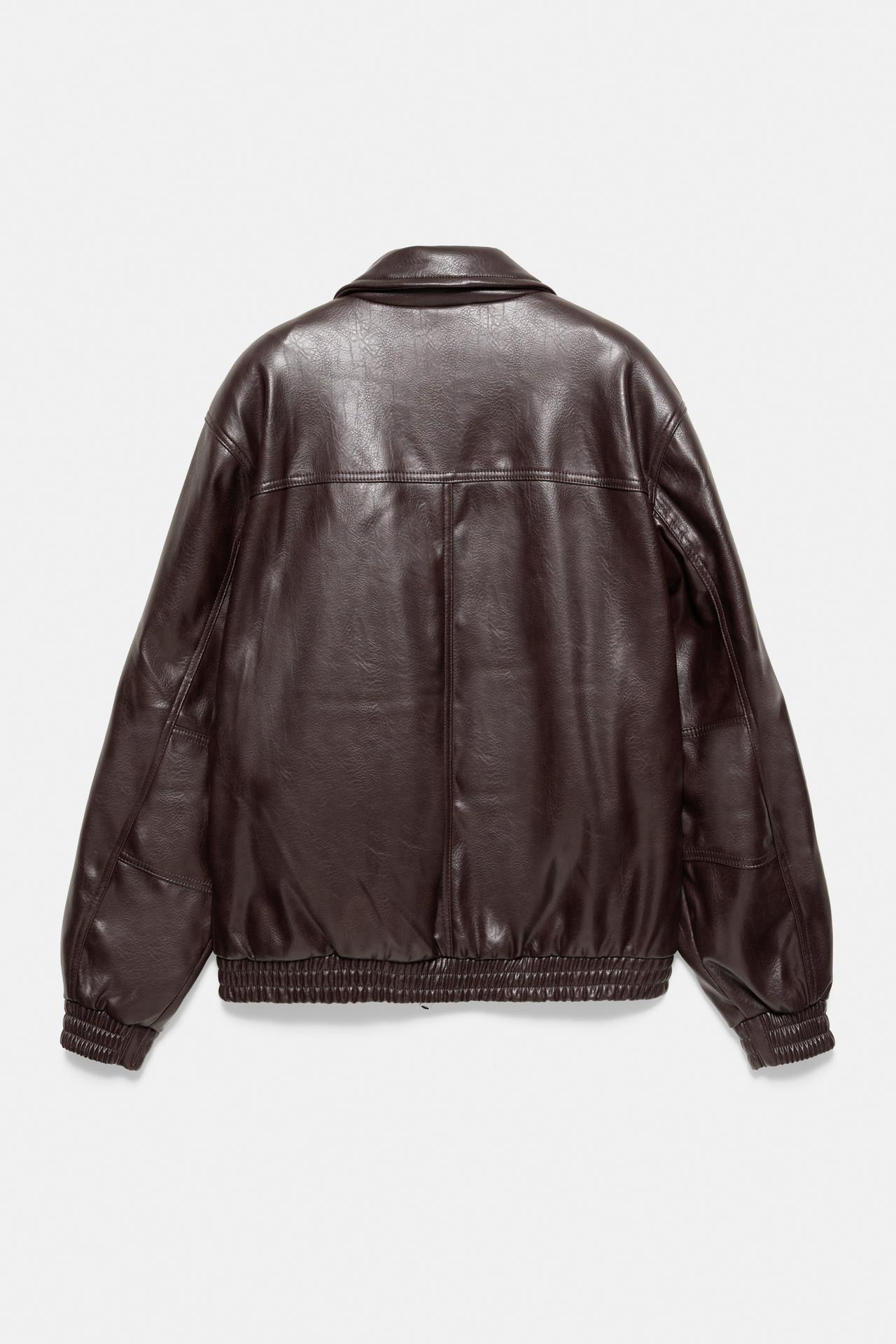 Leather-effect jacket — Dark maroon