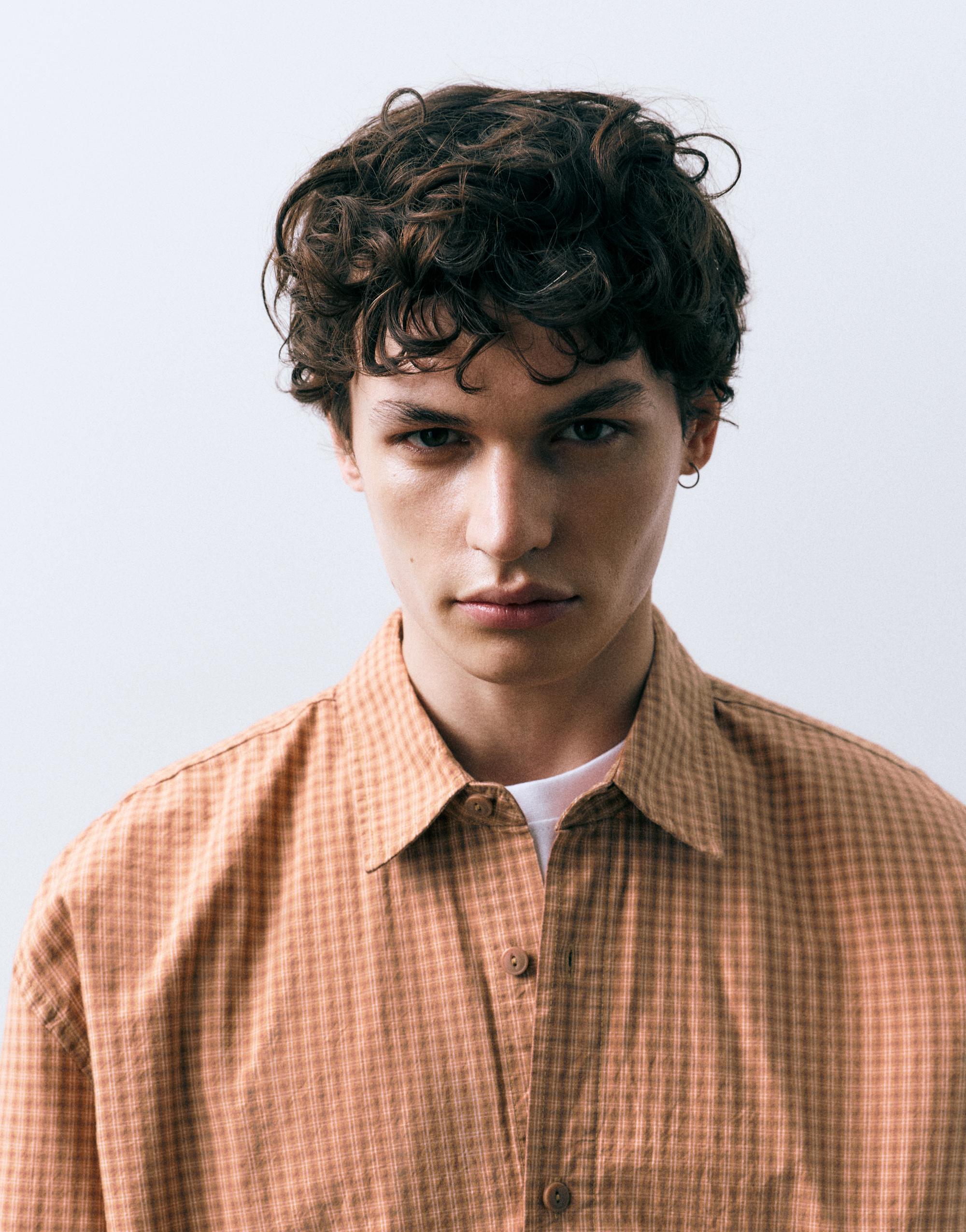 Orange check shirt — Orange