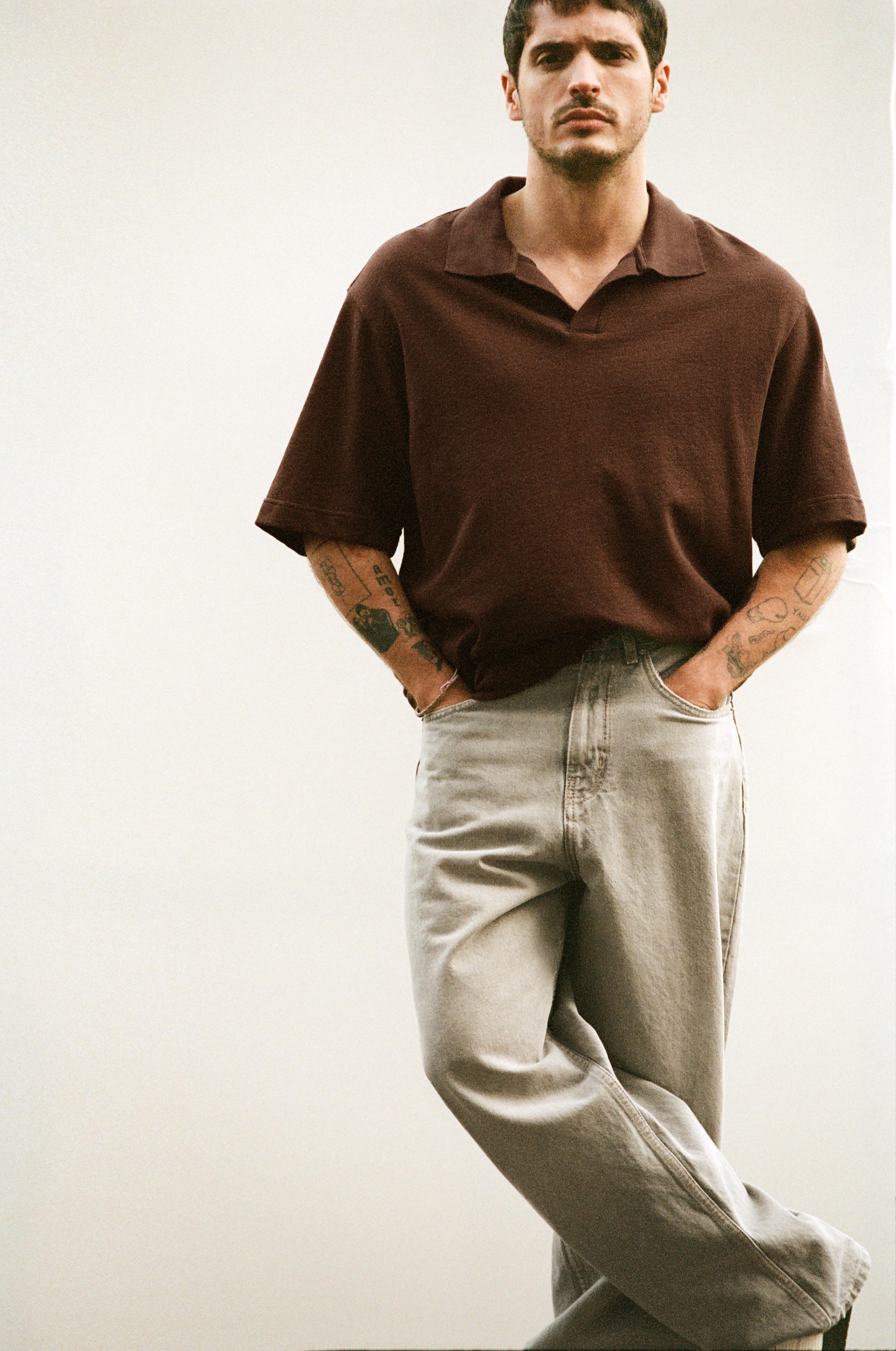 Dokulu kısa kollu polo - Görsel 9