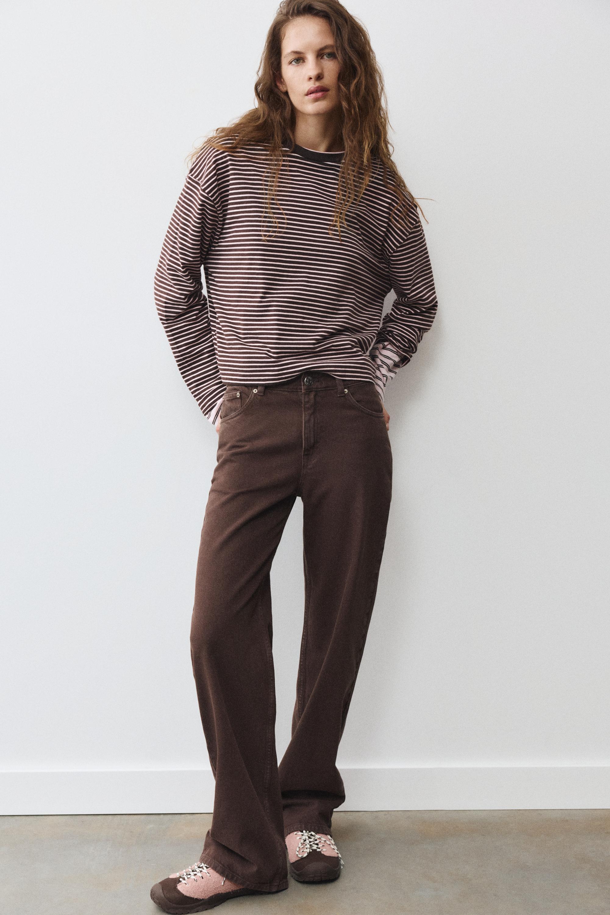 Boxy-fit long sleeve T-shirt — Pink