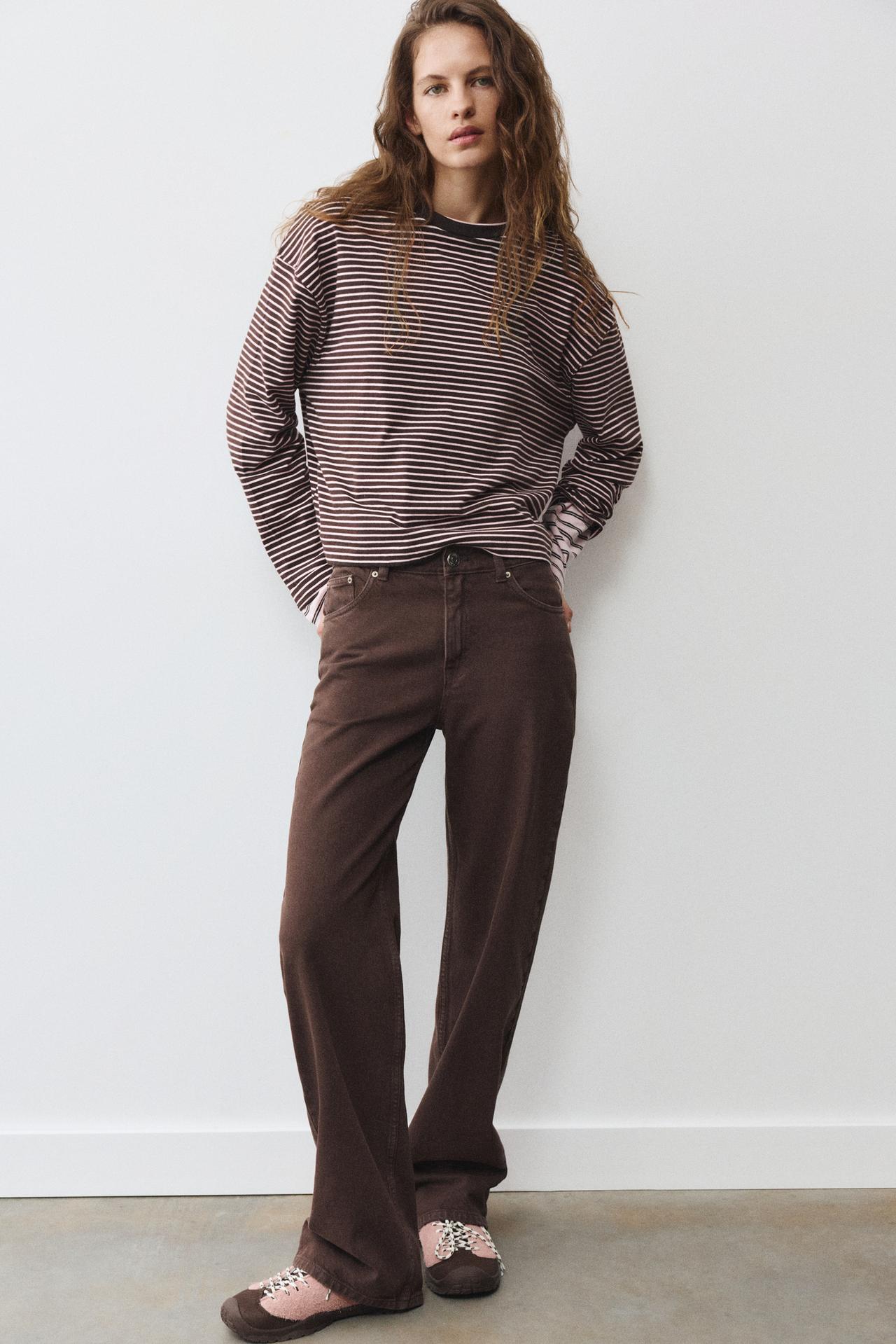 Boxy-fit long sleeve T-shirt — Pink