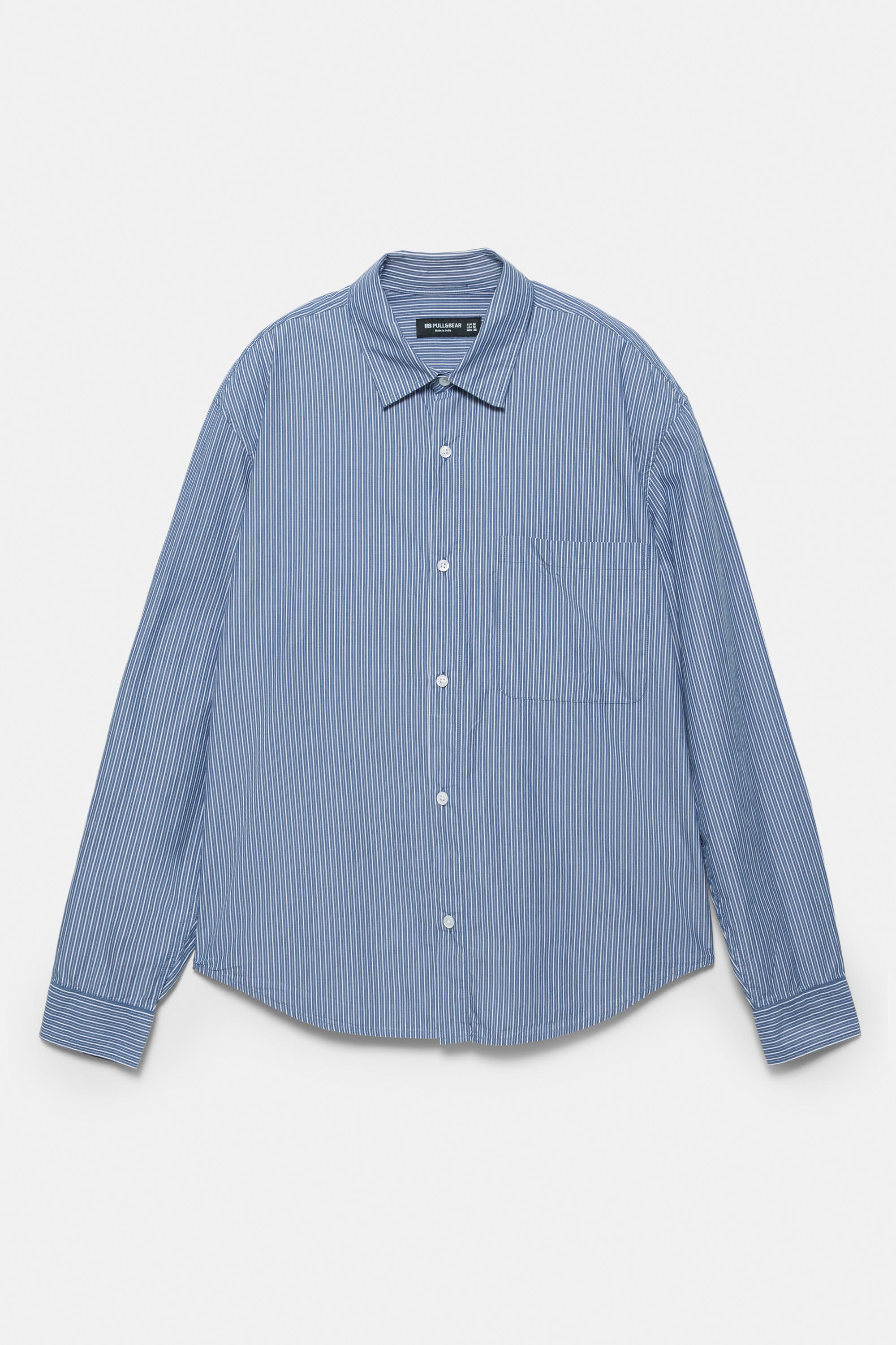 Striped long sleeve shirt — Pale blue