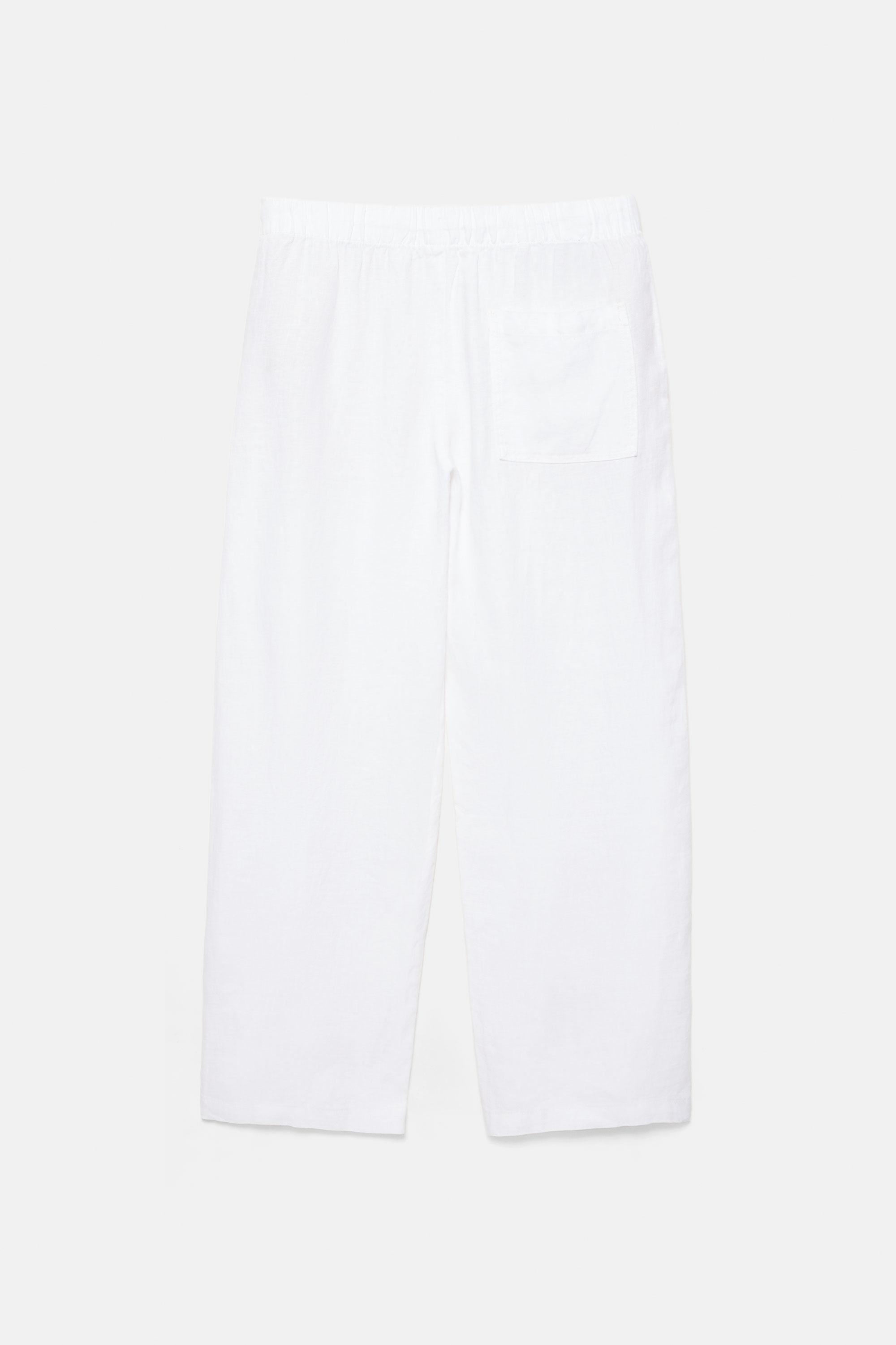 100% linen jogger trousers — White