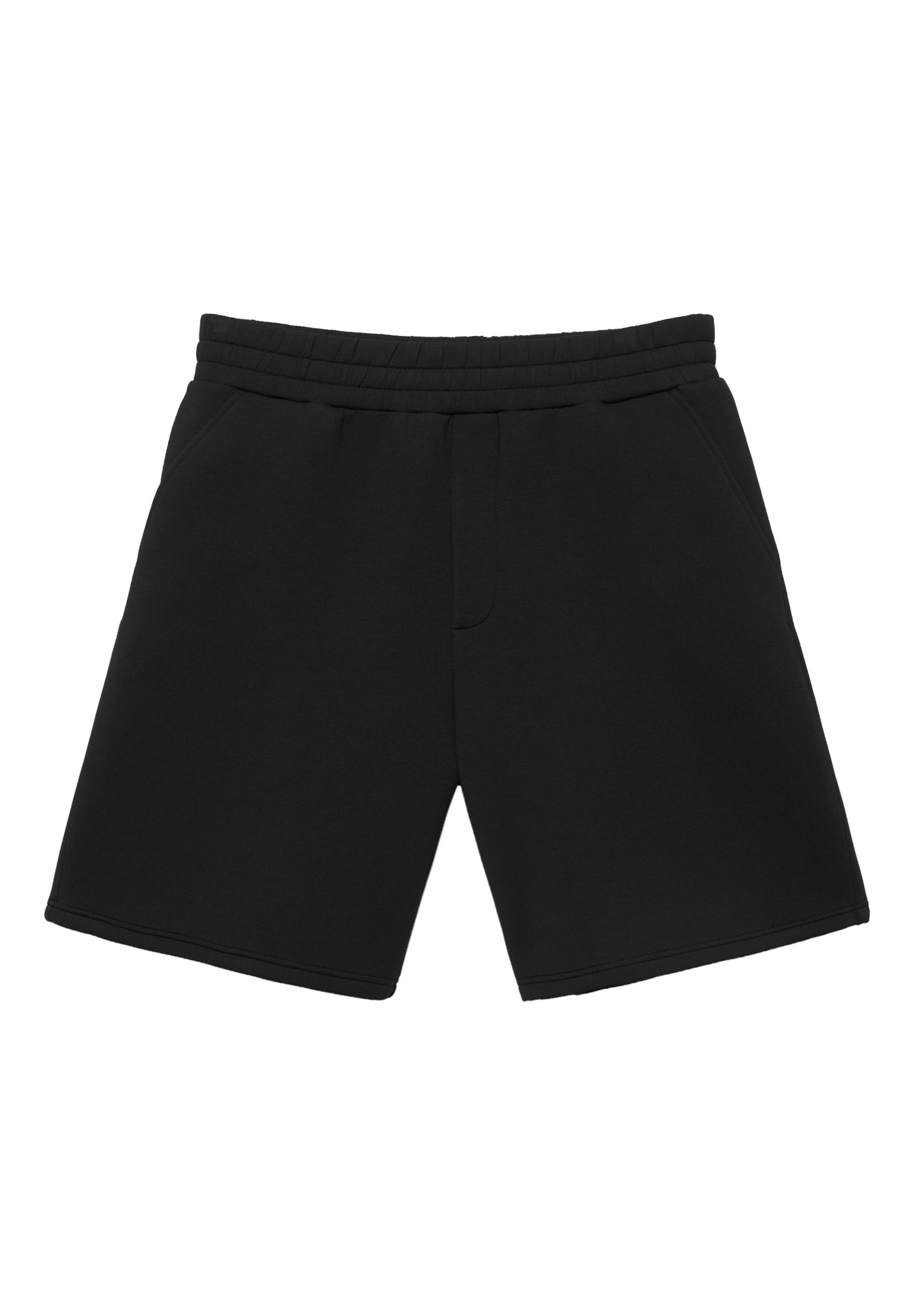 Neoprene-effect jogger Bermuda shorts — Black