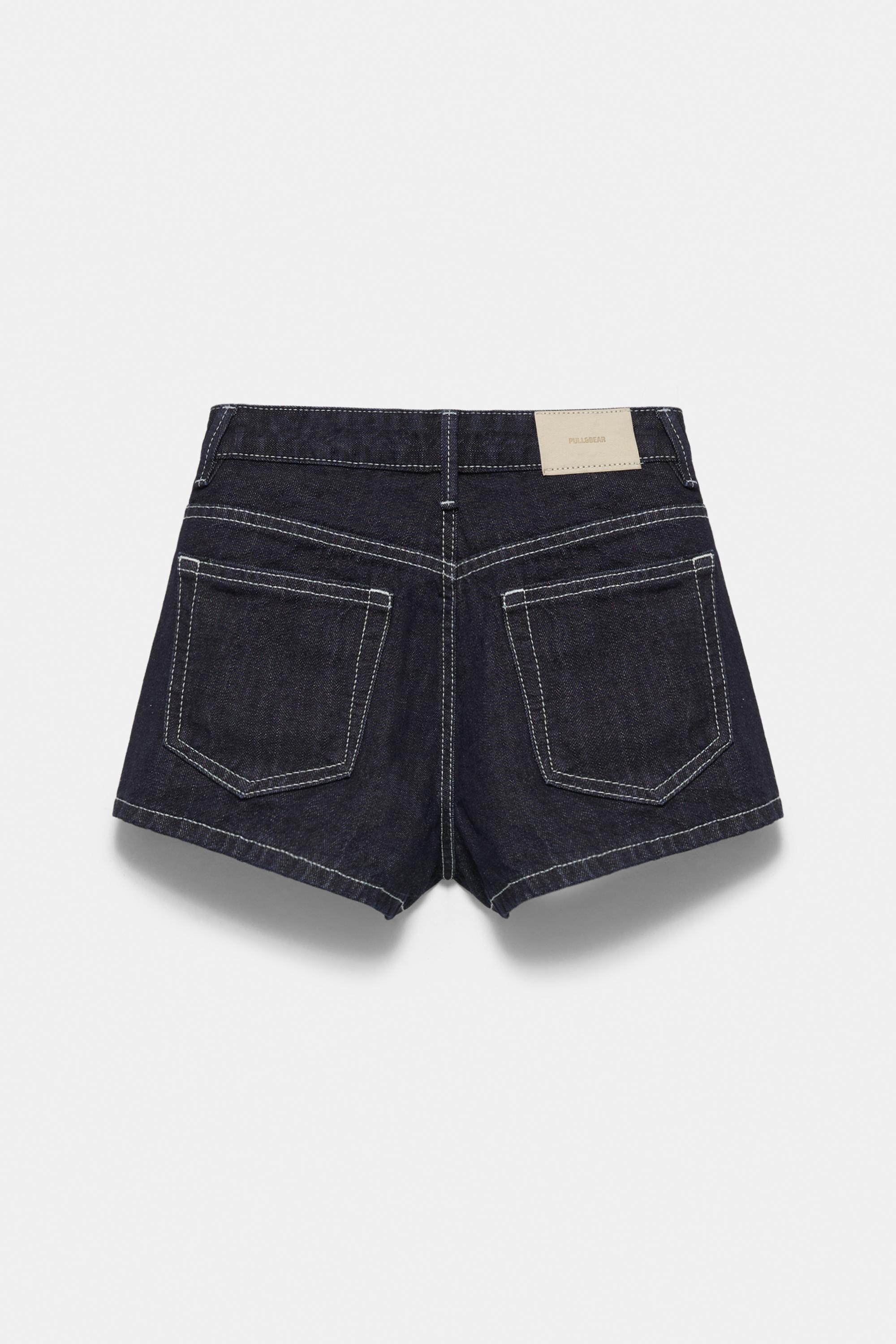 Low-rise denim mini shorts — Navy