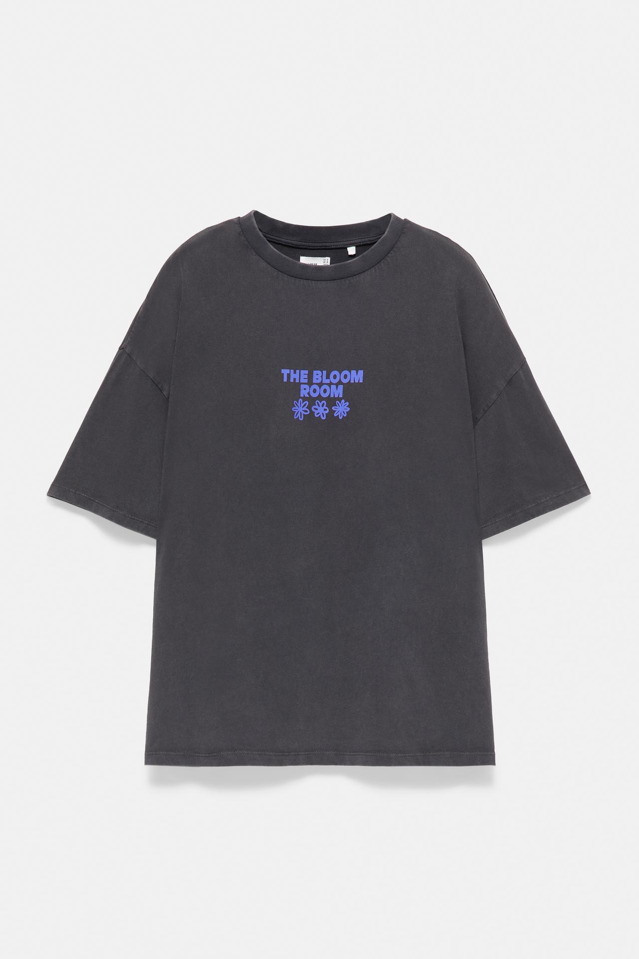 Oversize floral graphic T-shirt — Grey