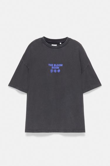 Oversize floral graphic T-shirt — Grey 1