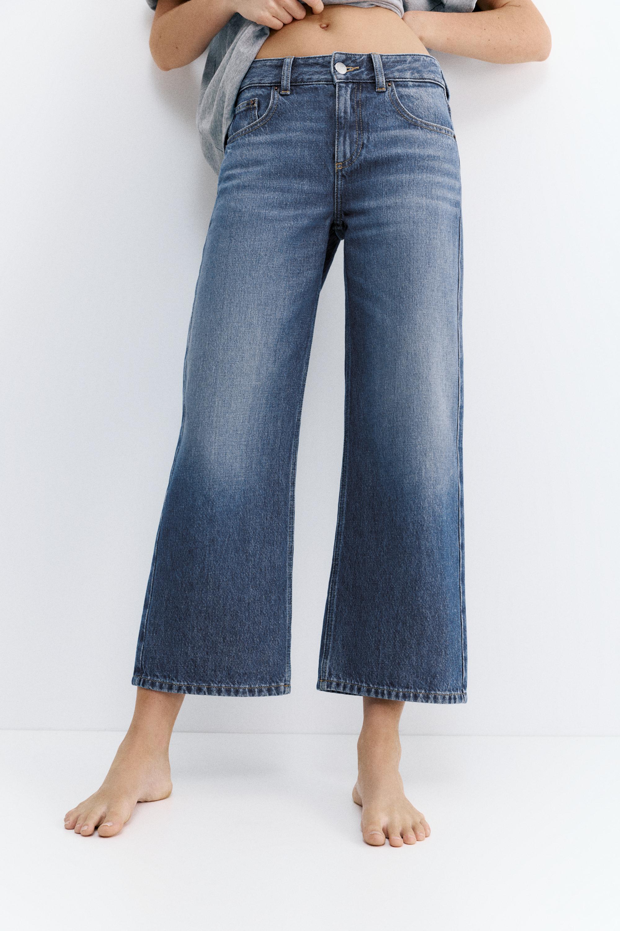 Low-rise culottes jeans — Medium blue