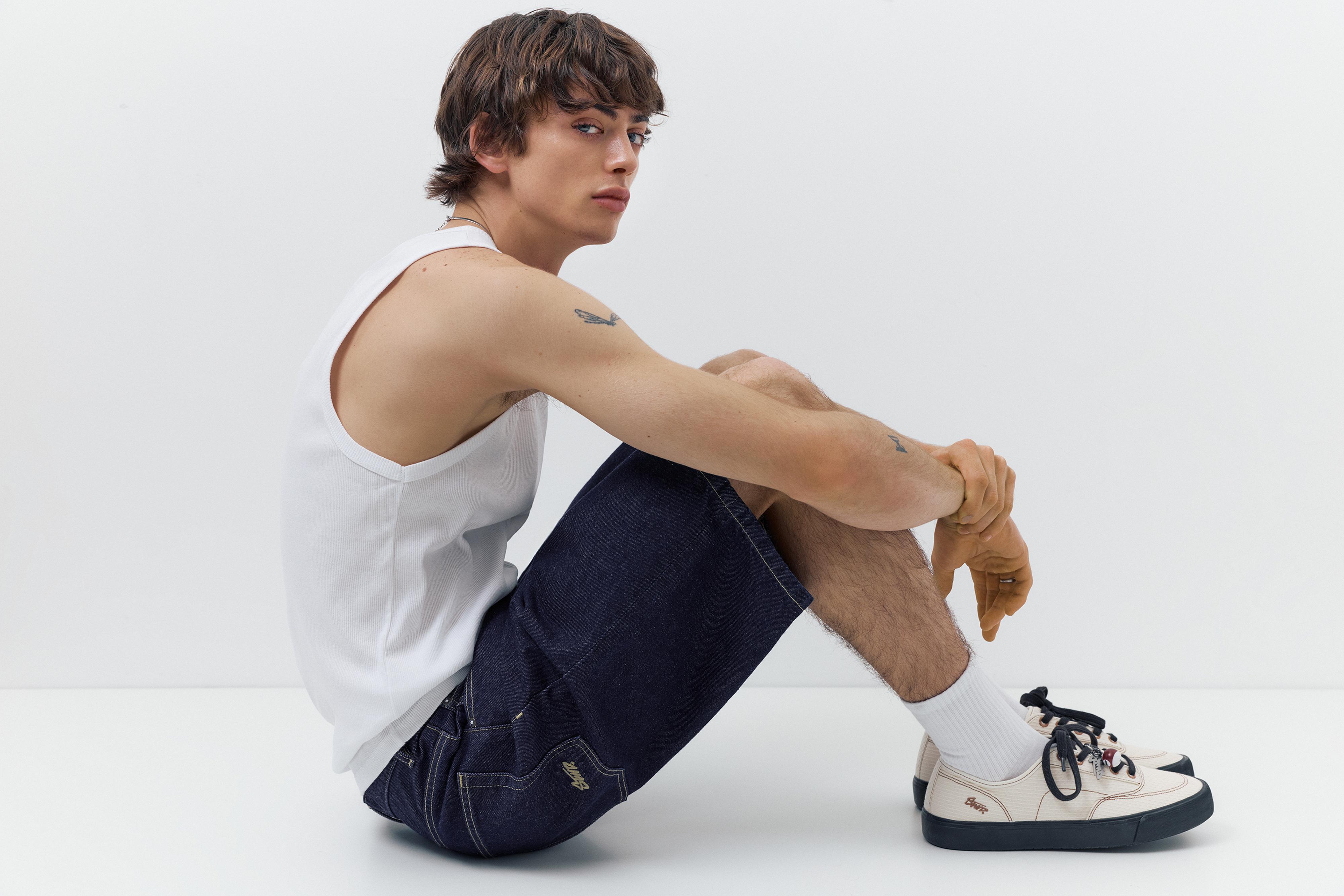 Baggy denim Bermuda shorts — Navy