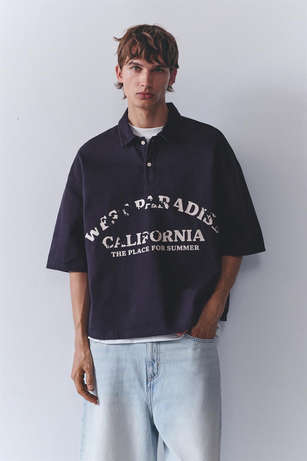 Short sleeve graphic polo shirt