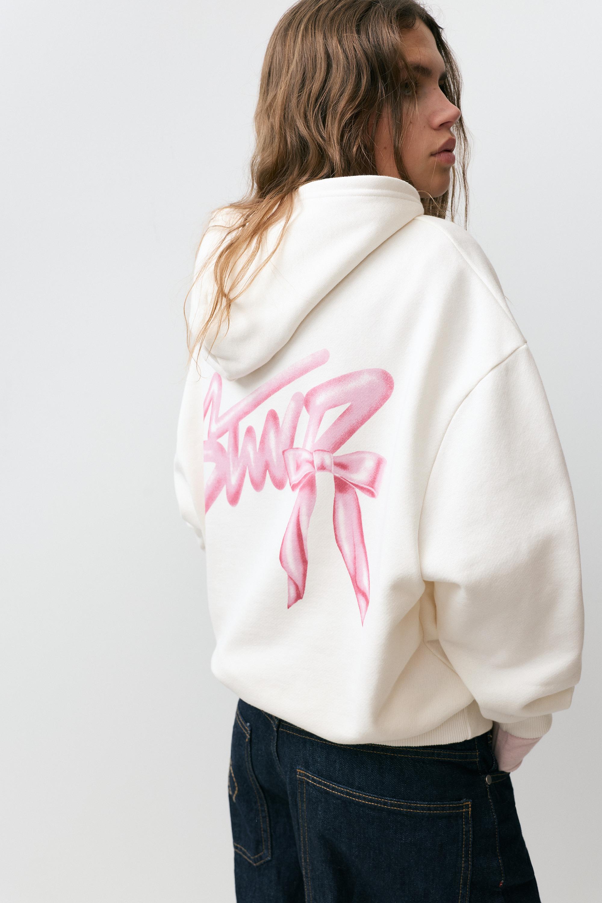 Fiyonk grafikli kapüşonlu sweatshirt - Görsel 9