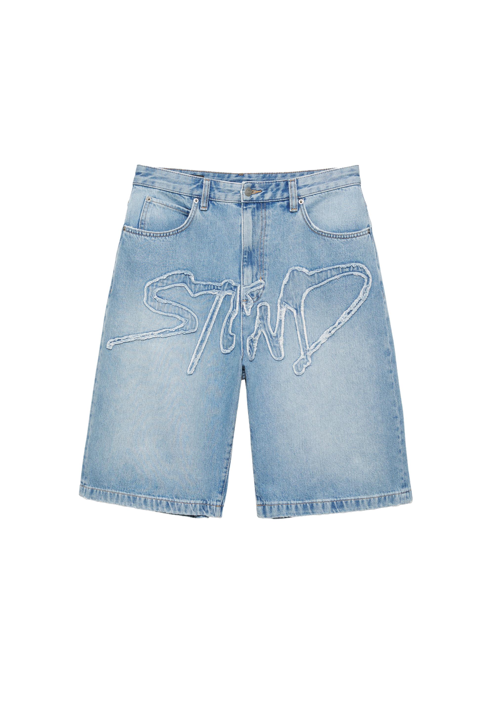 STWD skater denim Bermuda shorts — Pale indigo