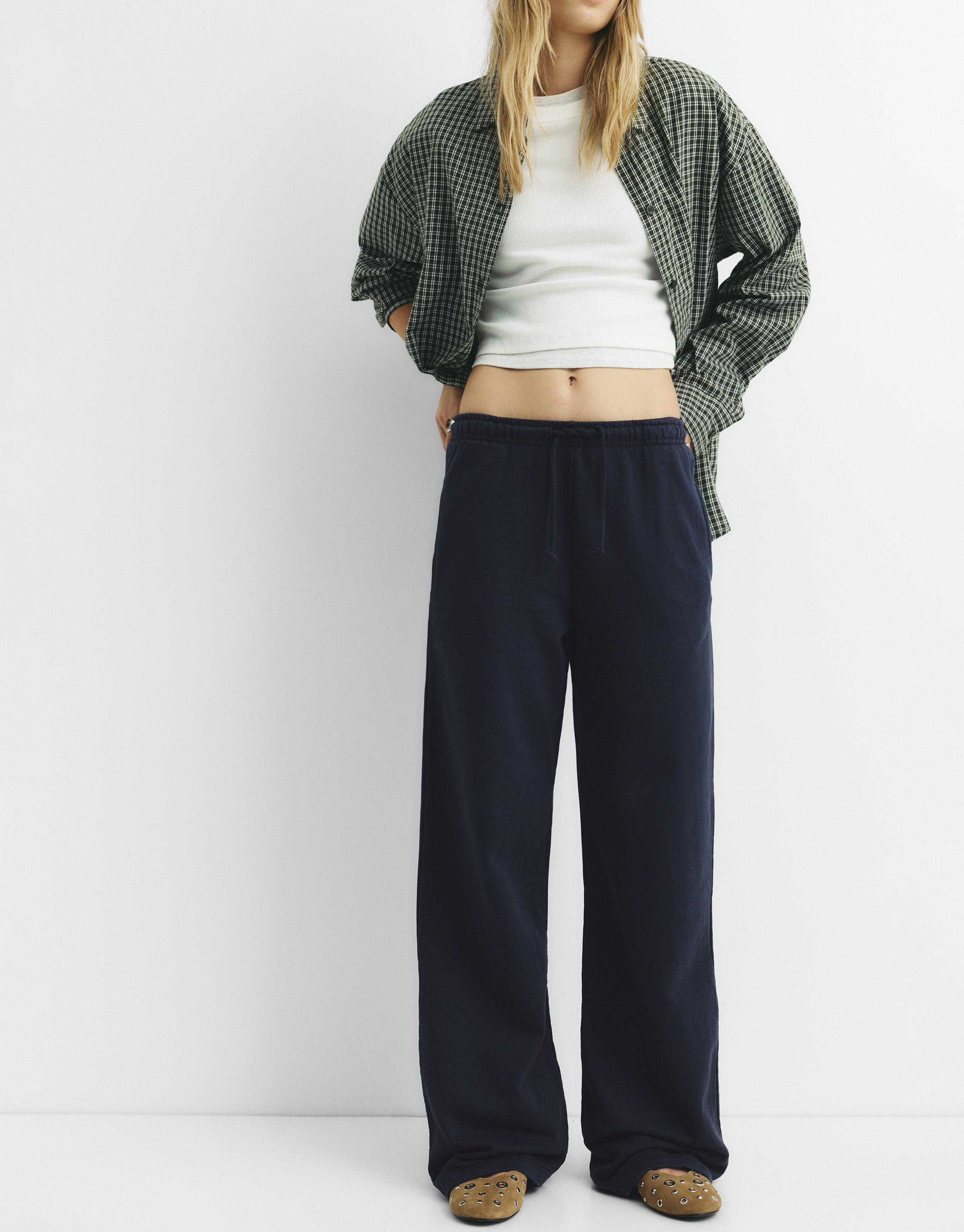 Wide-leg tracksuit bottoms — Navy