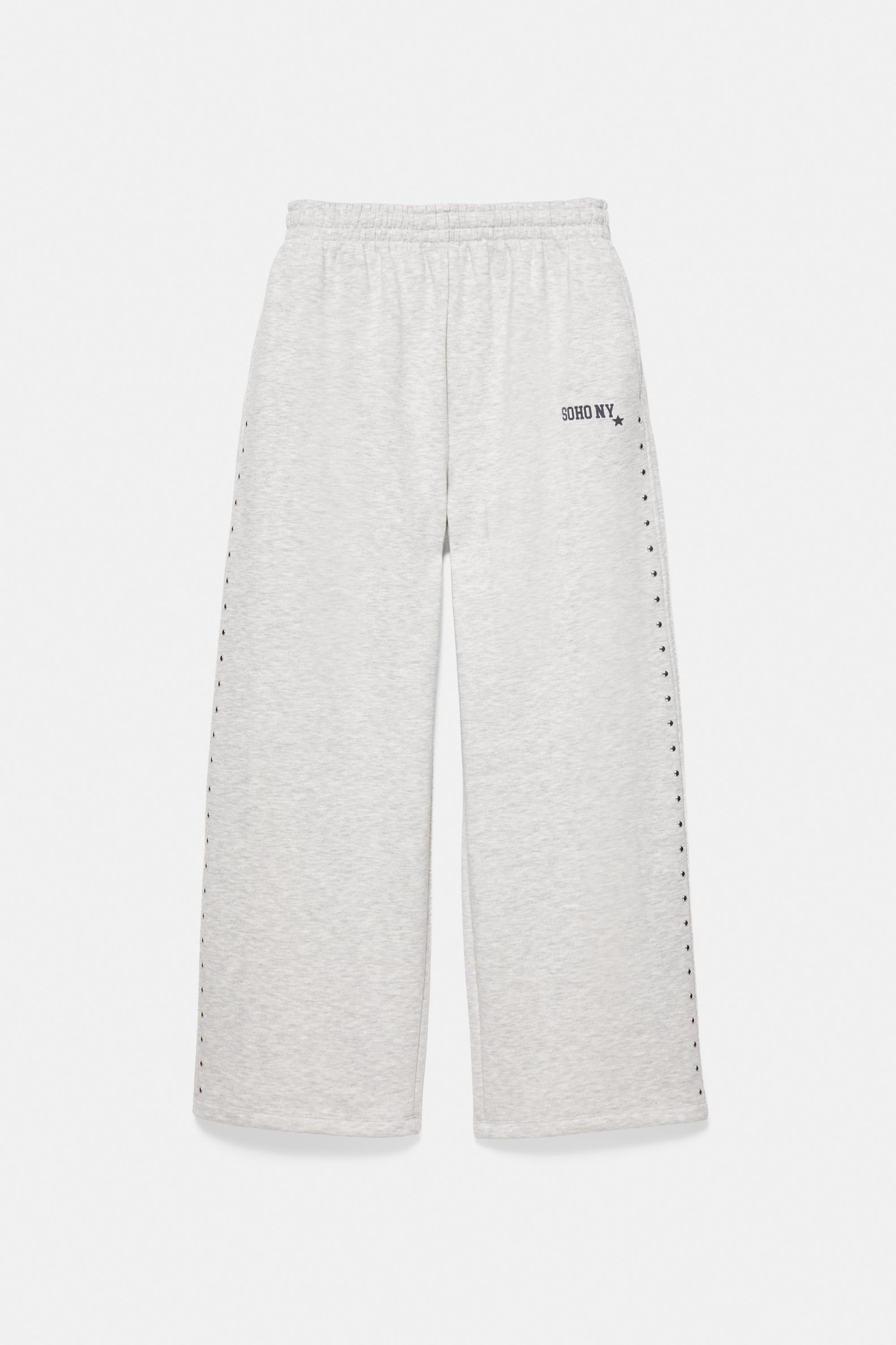 Studded joggers — Grey marl