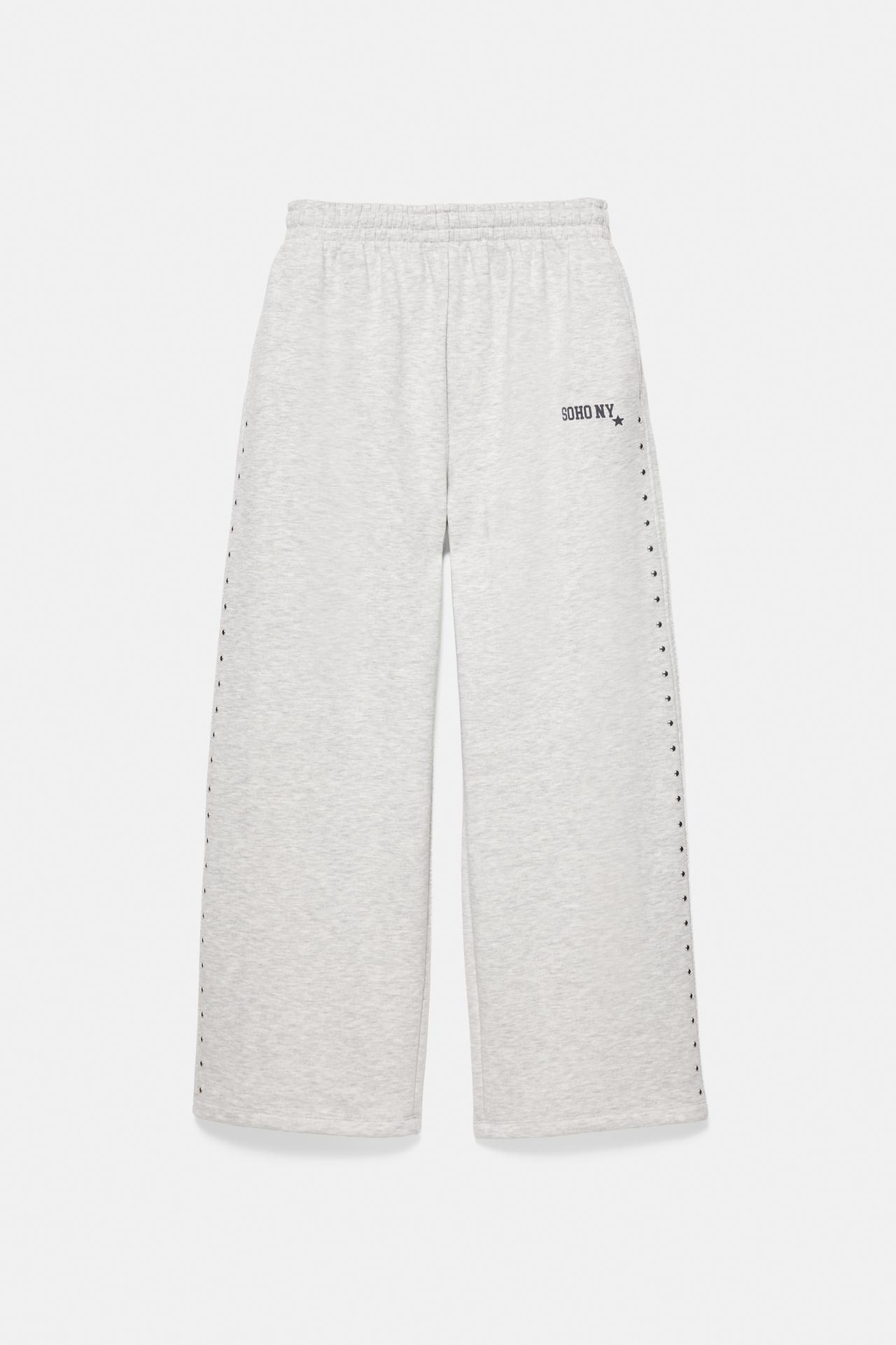 Studded joggers — Grey marl