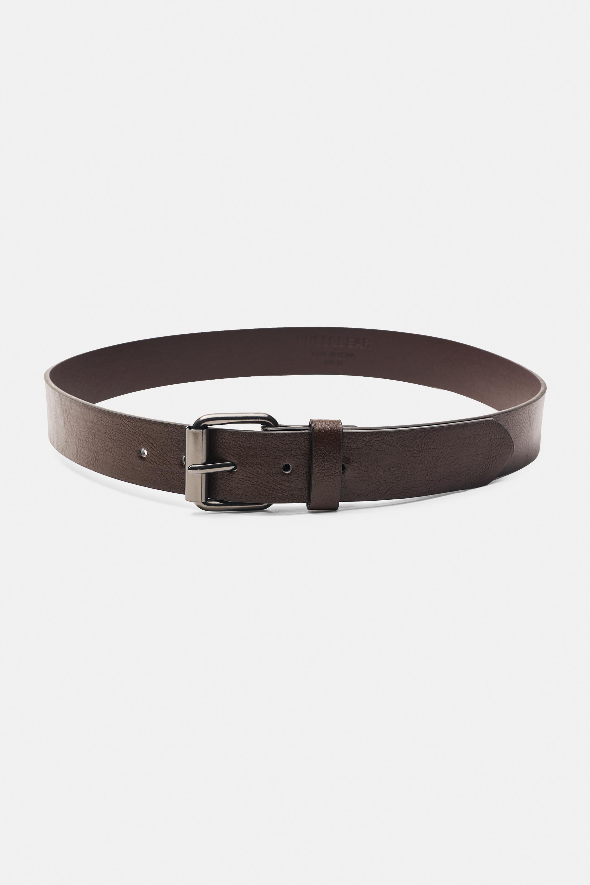 Leather effect belt — Brown