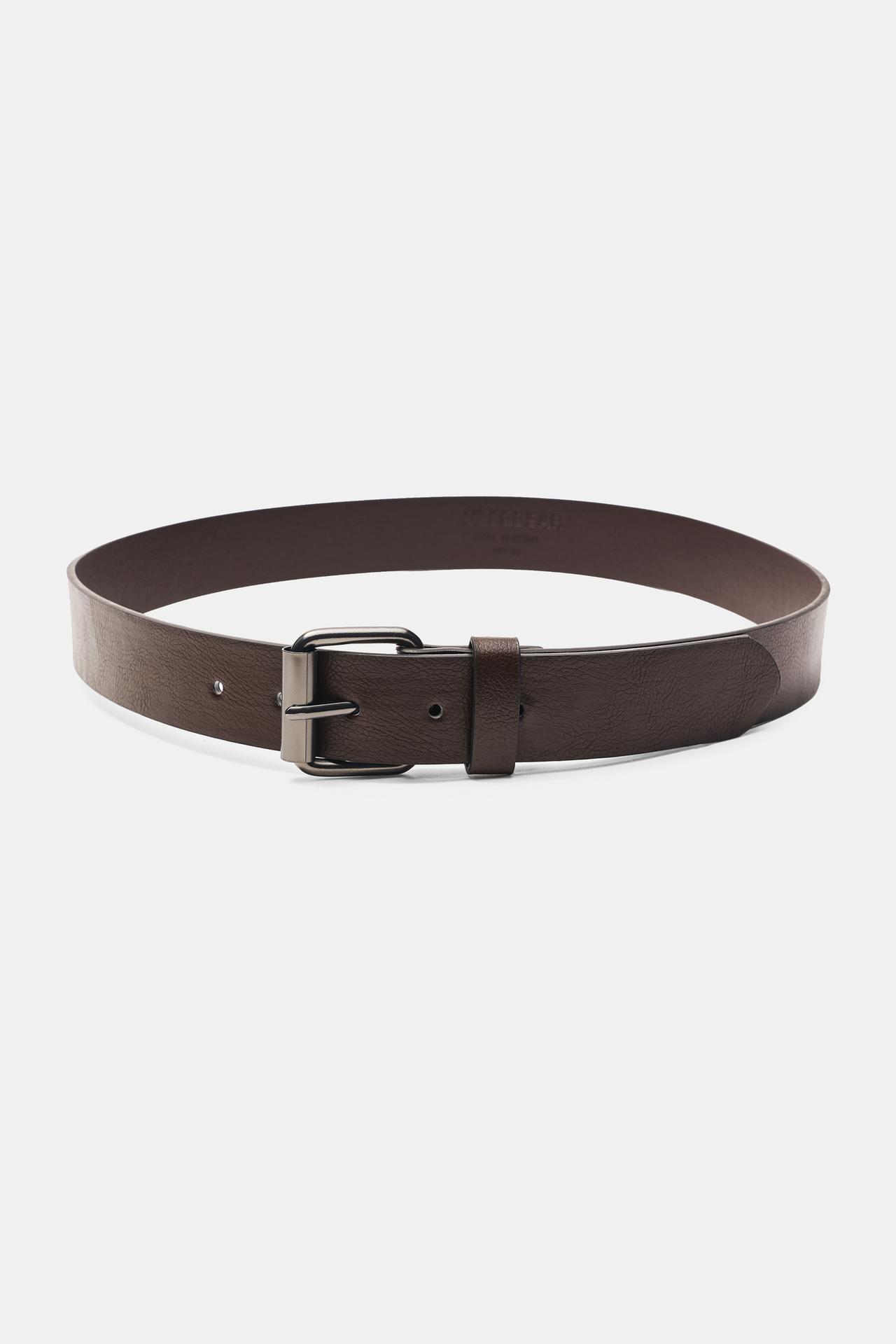 Leather effect belt — Brown
